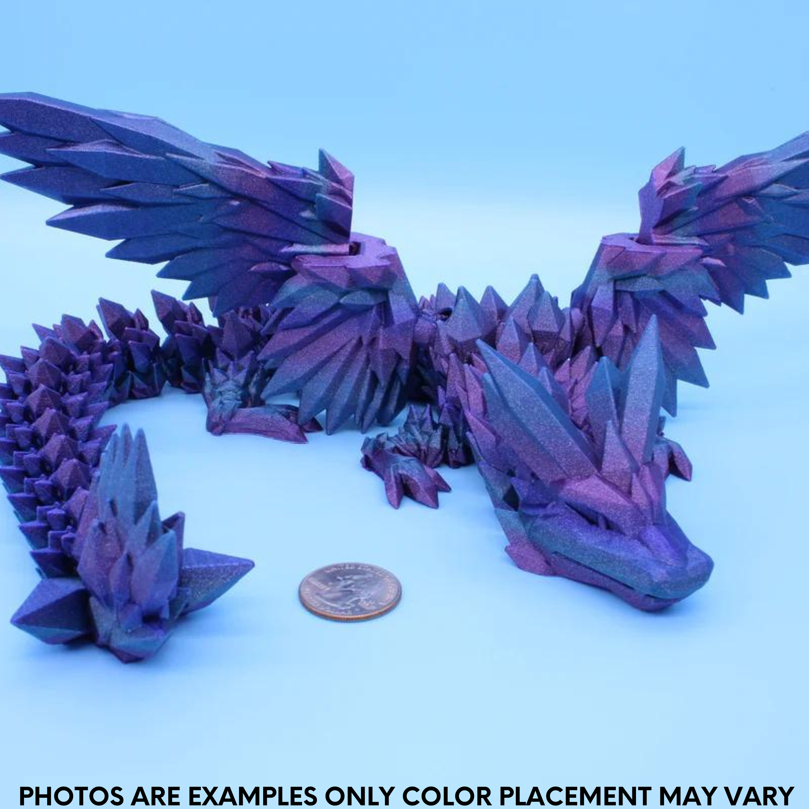 Crystal Winged Dragon Mistix Sky Rainbow | Crystal Wing Dragon | 3D printed | Articulating 18 in.