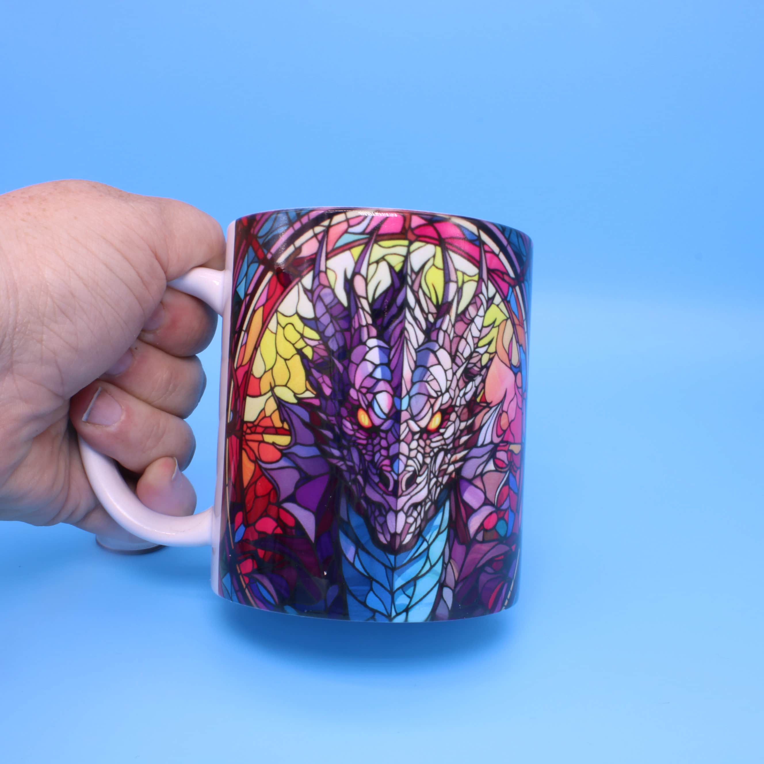 Dragon "Stained Glass" Ceramic Mug - Hot chocolate | Coffee | Hot Tea 11 0z. Perfect gift!