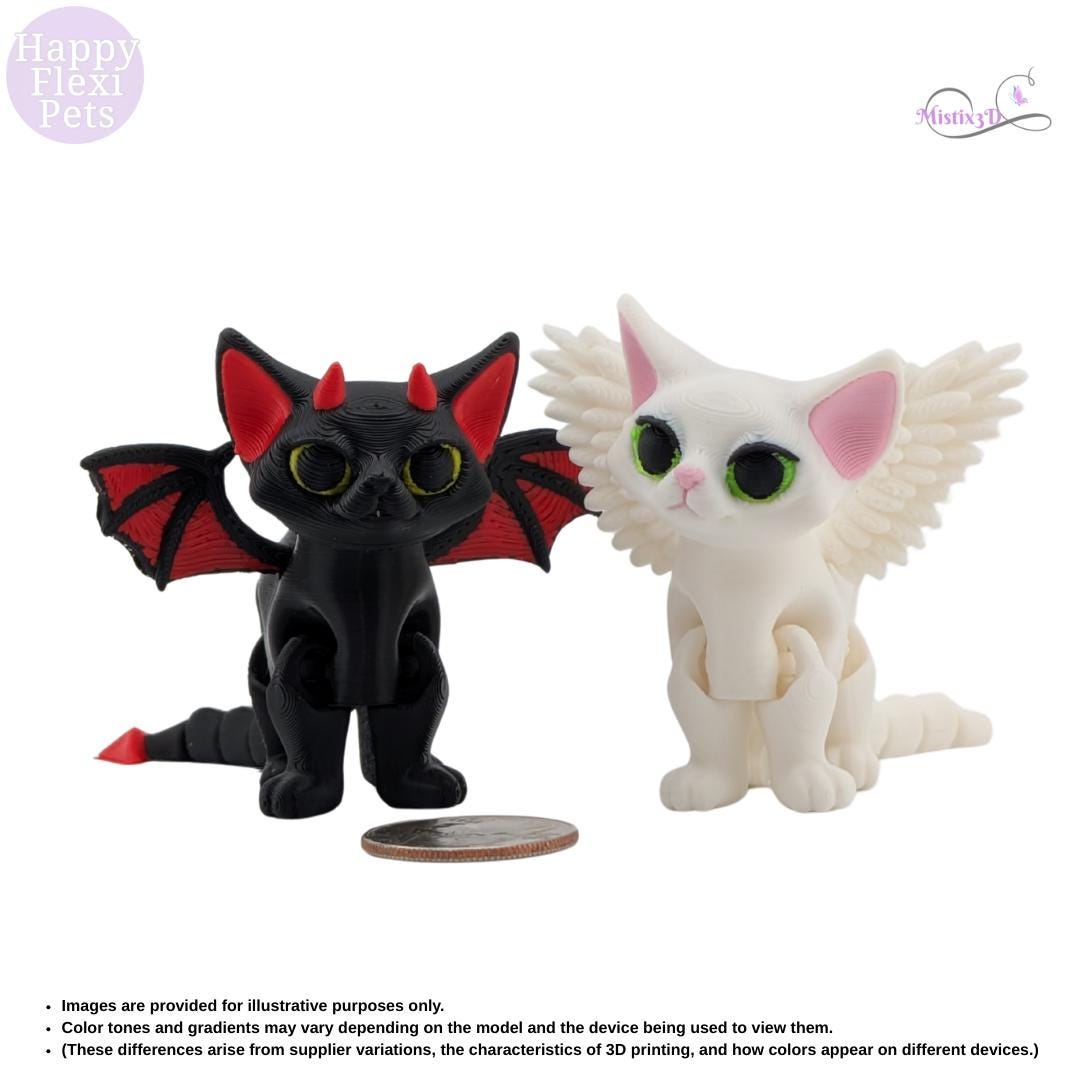 Angel / Devil Kitty 3D Printed β Authorized Seller of Happy Flexi Pets