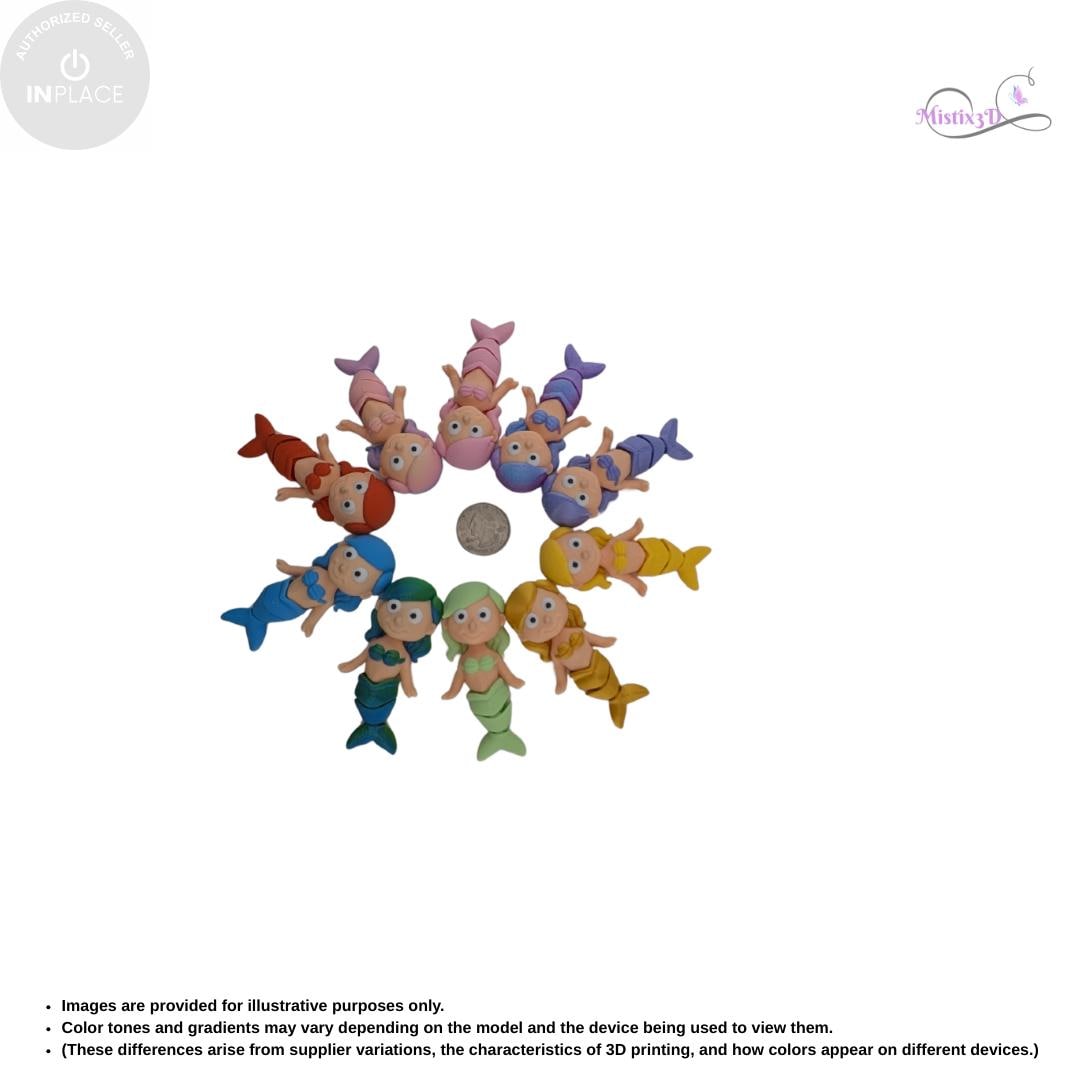 Articulated Mermaid Toy | InPlace Designer, Sensory Play, 3D Printed Figurine