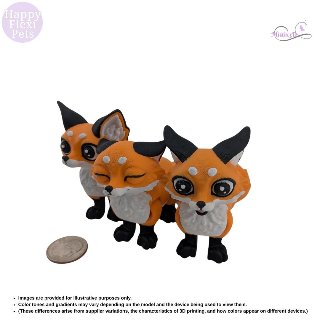 Fox Cub Articulated Flexi 3D Printed β Authorized Seller of Happy Flexi Pets