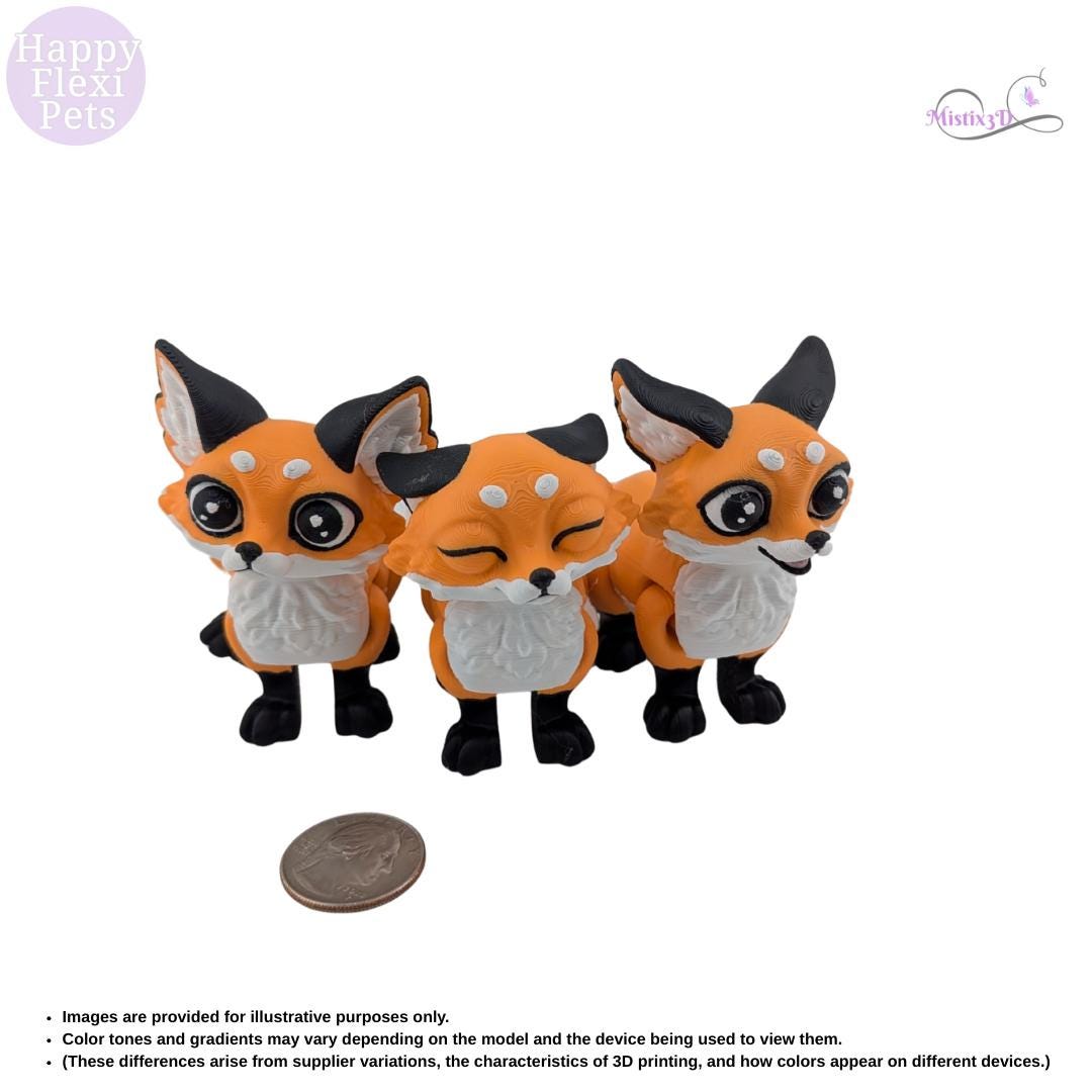 Fox Cub Articulated Flexi 3D Printed β Authorized Seller of Happy Flexi Pets
