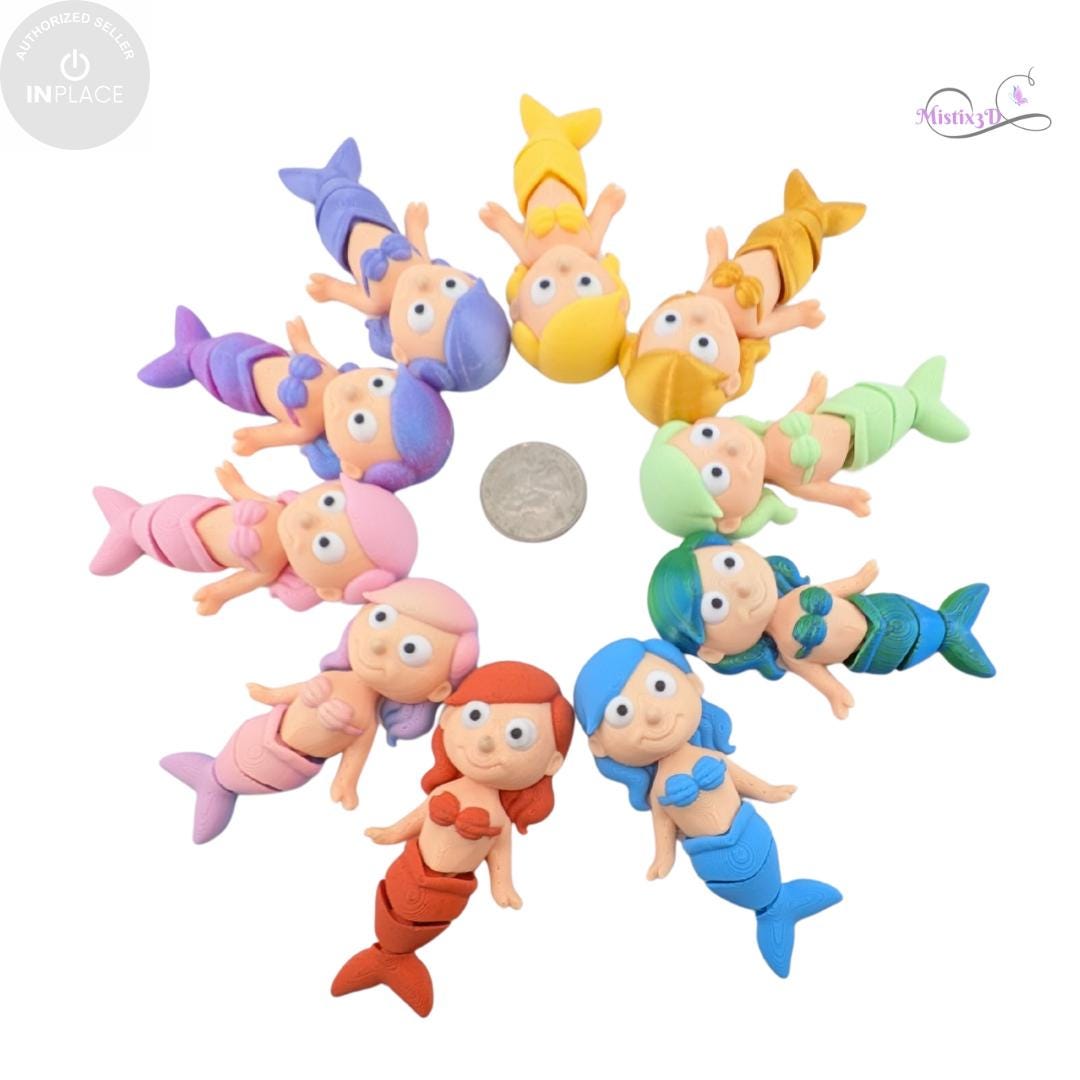 Articulated Mermaid Toy | InPlace Designer, Sensory Play, 3D Printed Figurine