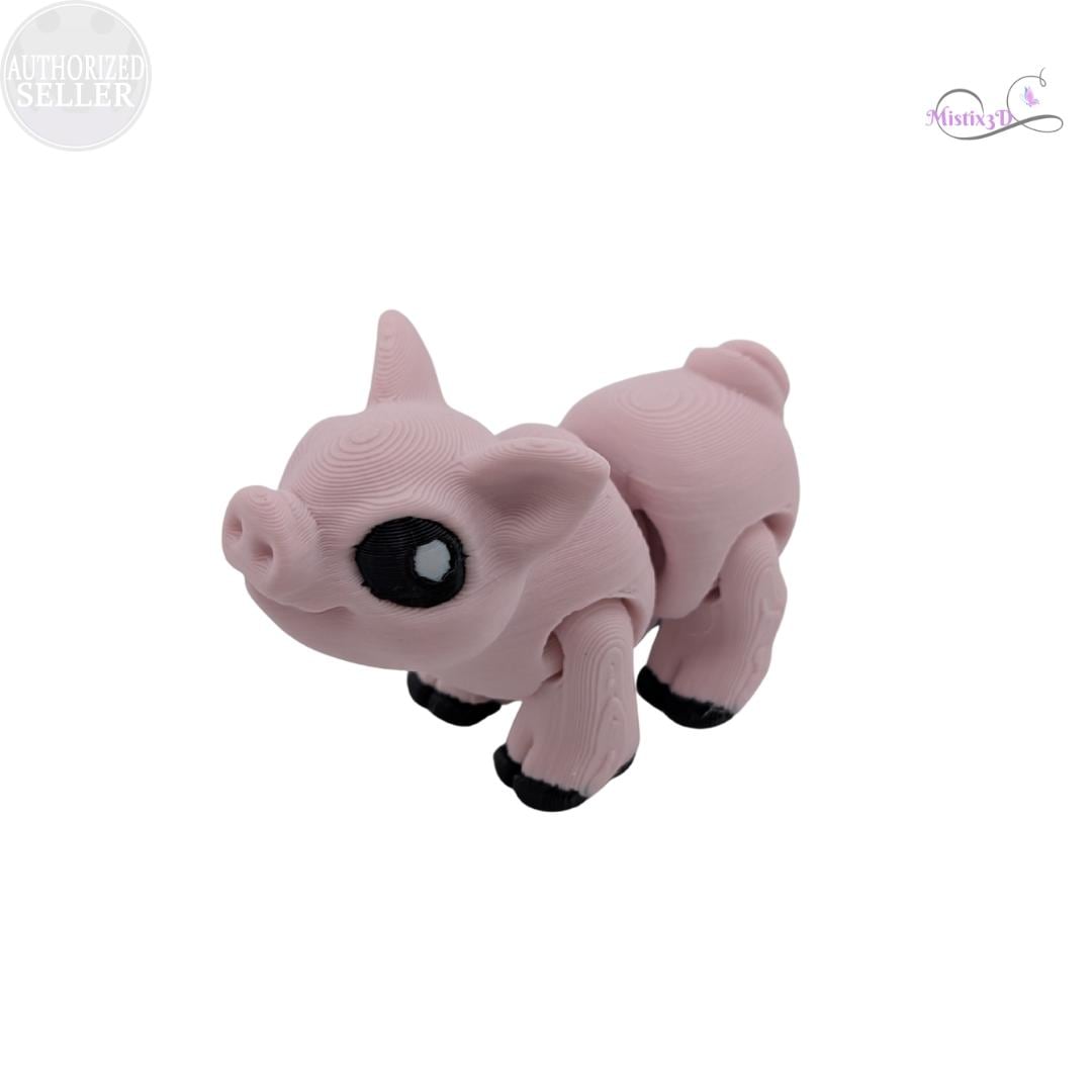 Articulated Piglet 3D Printed Cinderwing3D Fidget Toy Flexible Farm Animal Cute Desk Pet Piggy Figurine