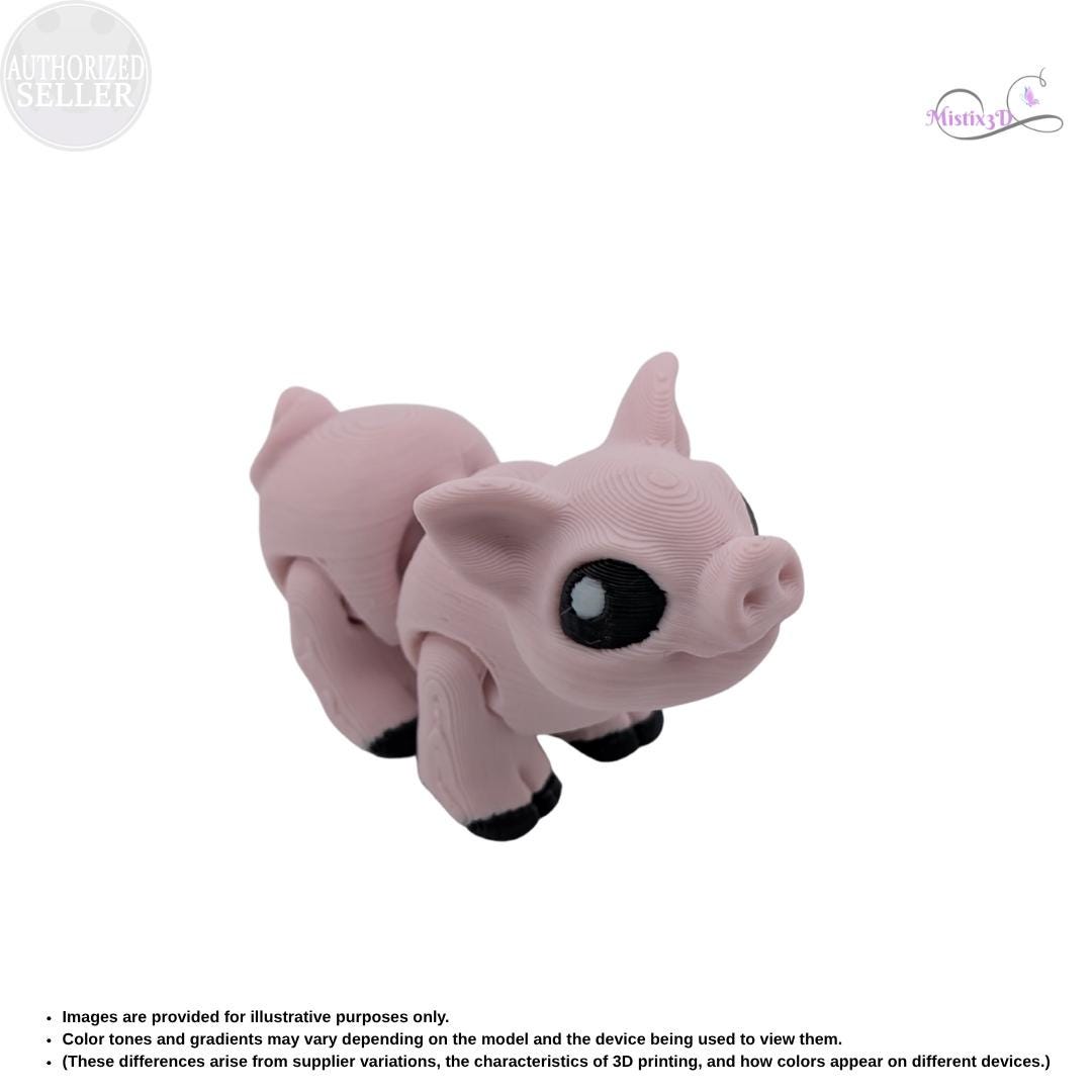 Articulated Piglet 3D Printed Cinderwing3D Fidget Toy Flexible Farm Animal Cute Desk Pet Piggy Figurine