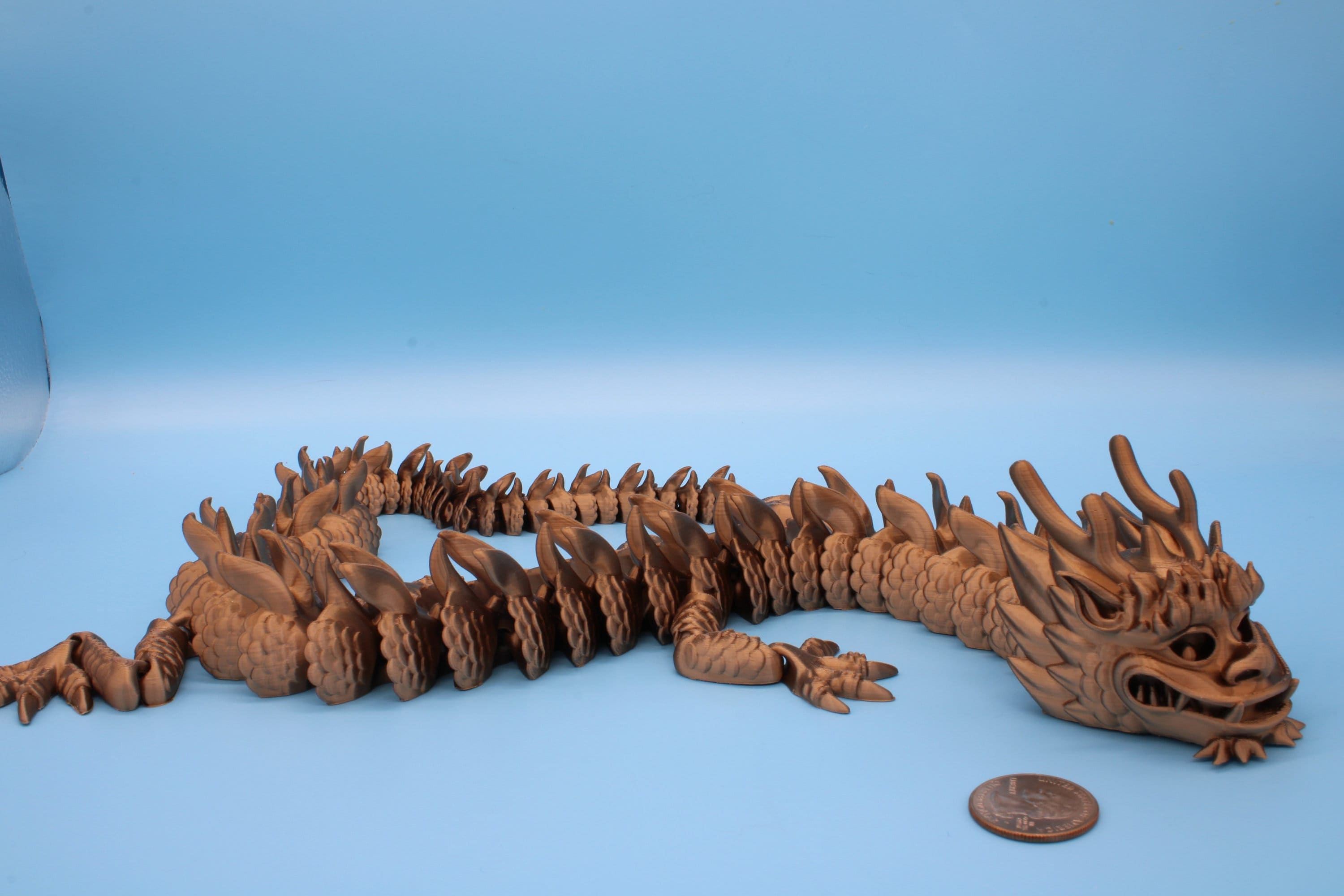 Imperial Dragon- Dark Gold | 27 in. | Fidget Toy Dragon | 3D printed | Pet Flexi Dragon | Stress Relief Gift