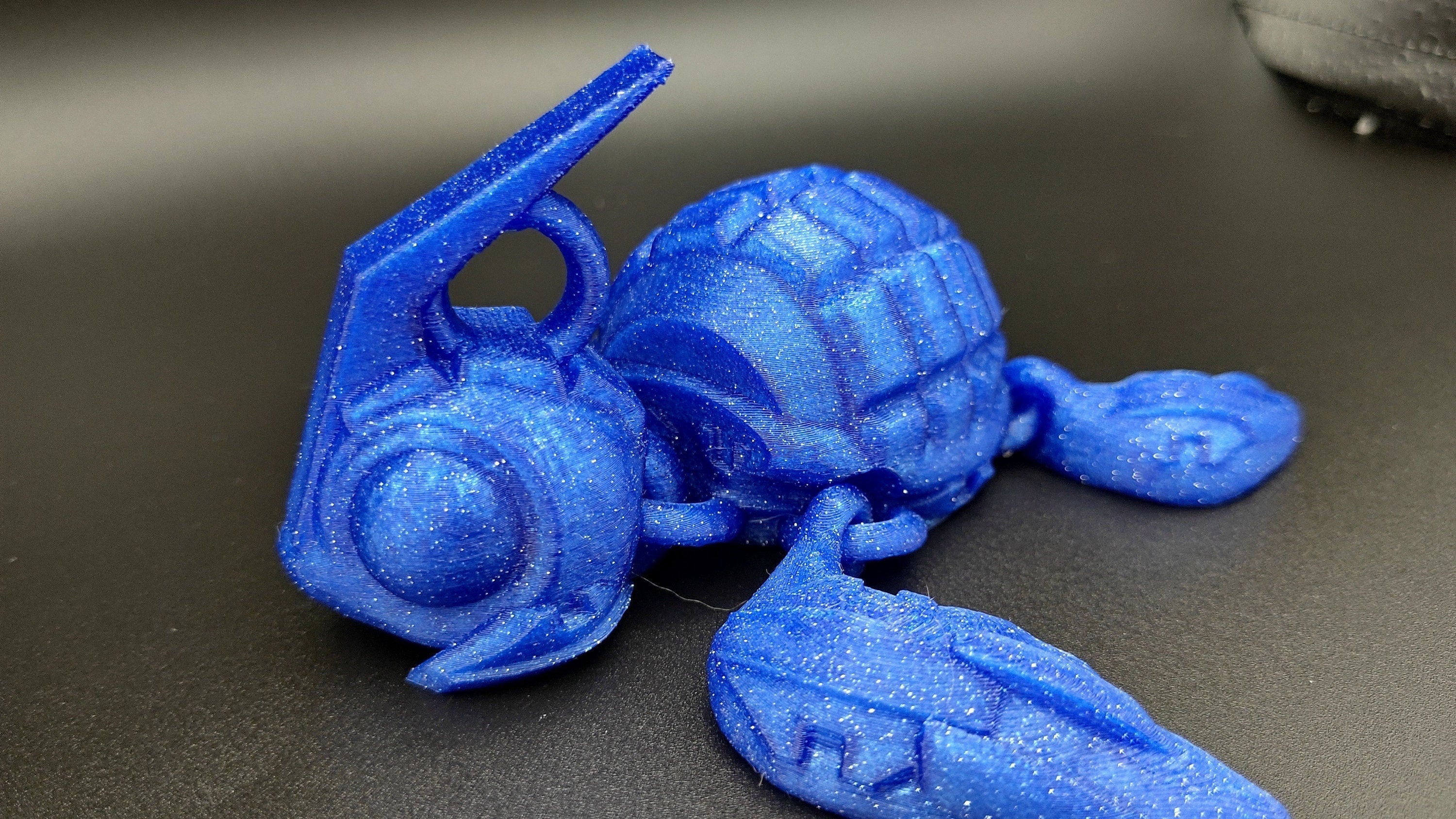 Turtle- Grenurtle | Blue Sparkle | Grenade / Turtle 3d Printed (MADE) | Adult Fidget Toy | Sensory Turtle Buddy.