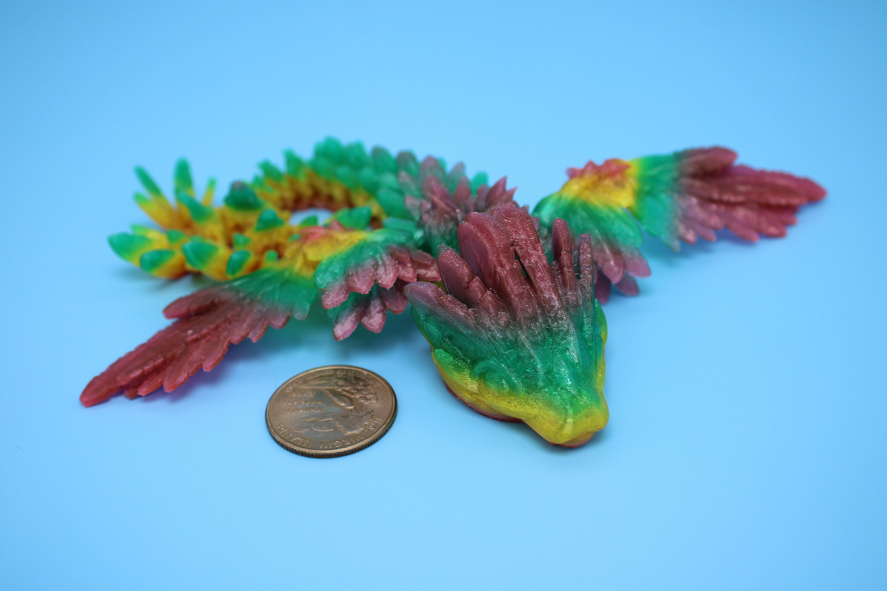 Baby Flying Serpent- Rainbow | 3D printed TPU | Flexible Miniature | 7 in.