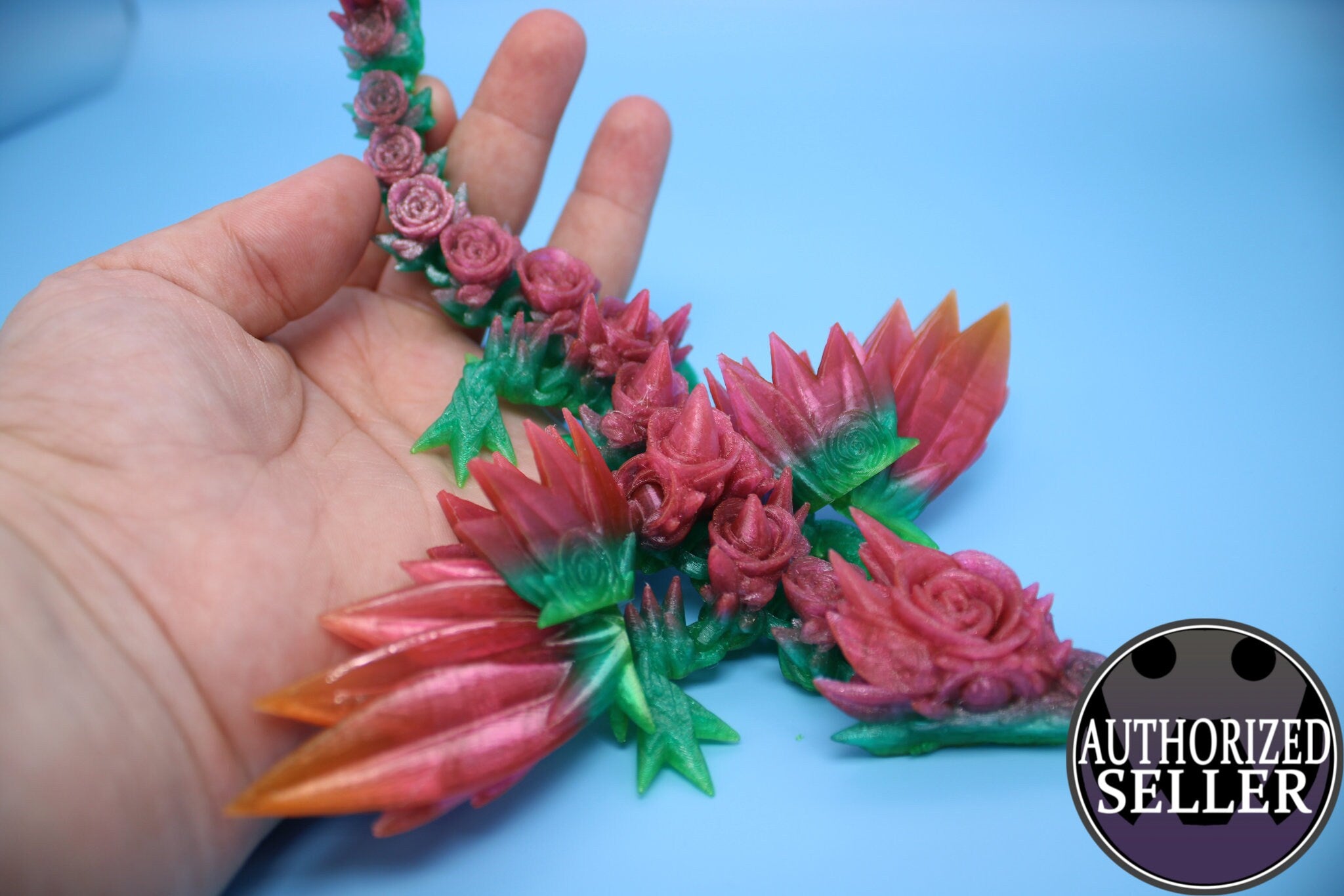 Baby Rose Wing Dragon | Rainbow | 3D Printed TPU | Fidget | Flexi Toy 8.5 in. | Stress Relief Gift
