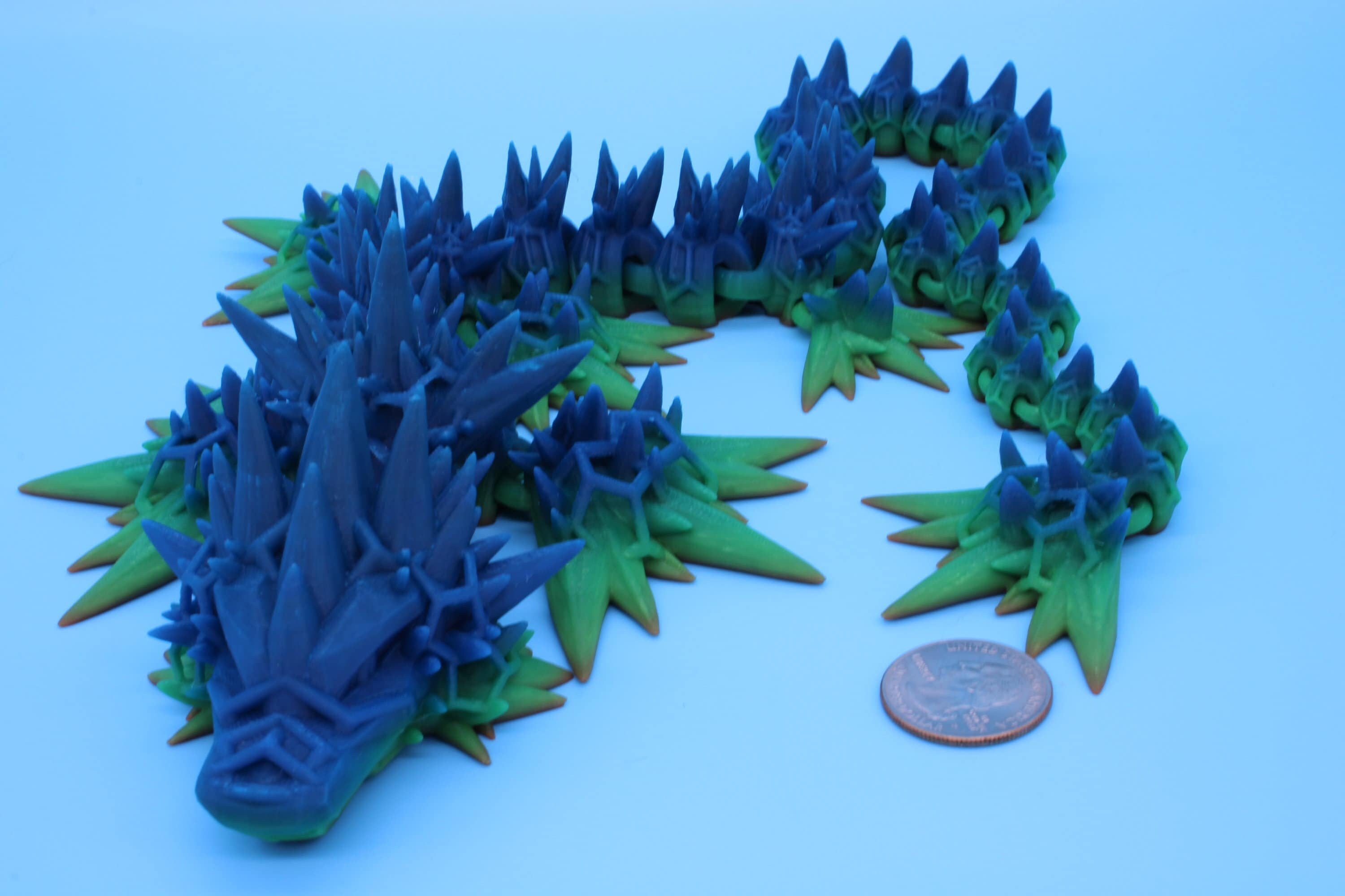 2 Foot Long Void Sea Dragon | 6 Fin Dragon | Multi Color Rainbow | 3D printed Articulating Dragon | Fidget Toy | Sharp Flexi Sensory