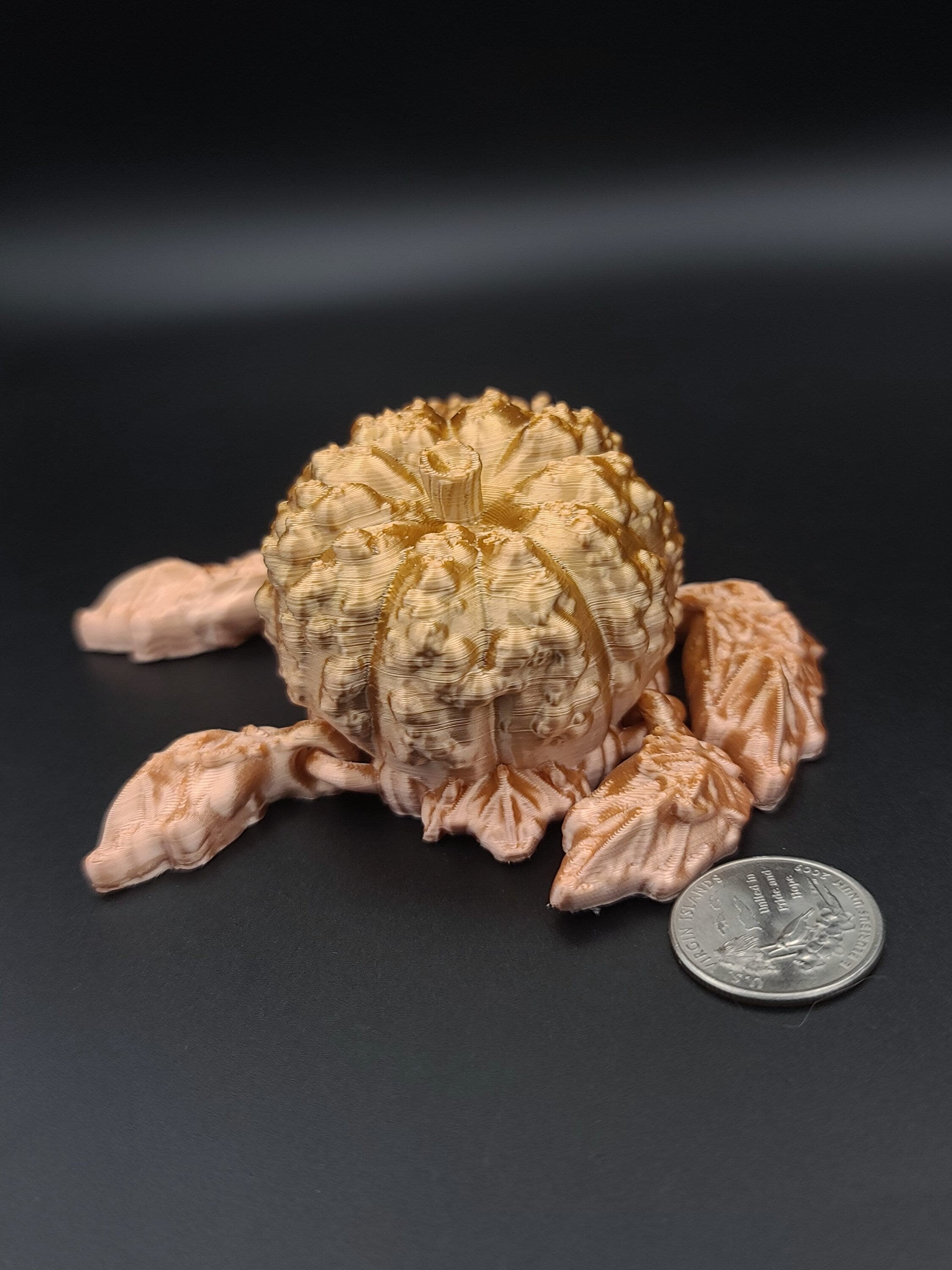 3D printed Multi Color Articulating Pumpkin Turtle. Flexi, Fidget Bumpkinurtle adult toy. 4.5 inch. Adorable turtle buddy. Great gift!