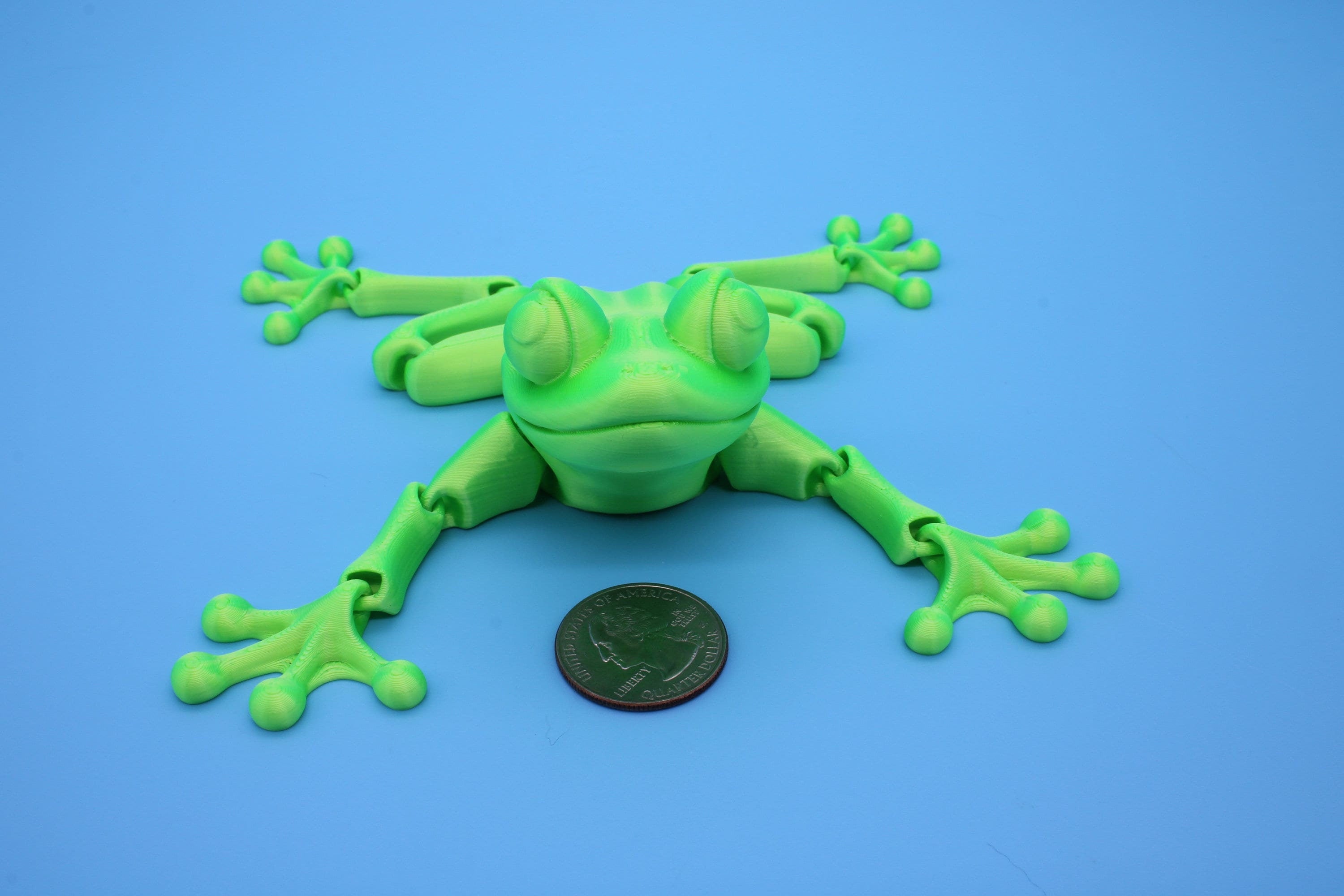 Green Frog | Cute Flexi Toy | Articulating Frog | 3D printed Unique Fidget | Desk Buddy | Sensory Toy | Stim Toy | Small Flexi Toy.
