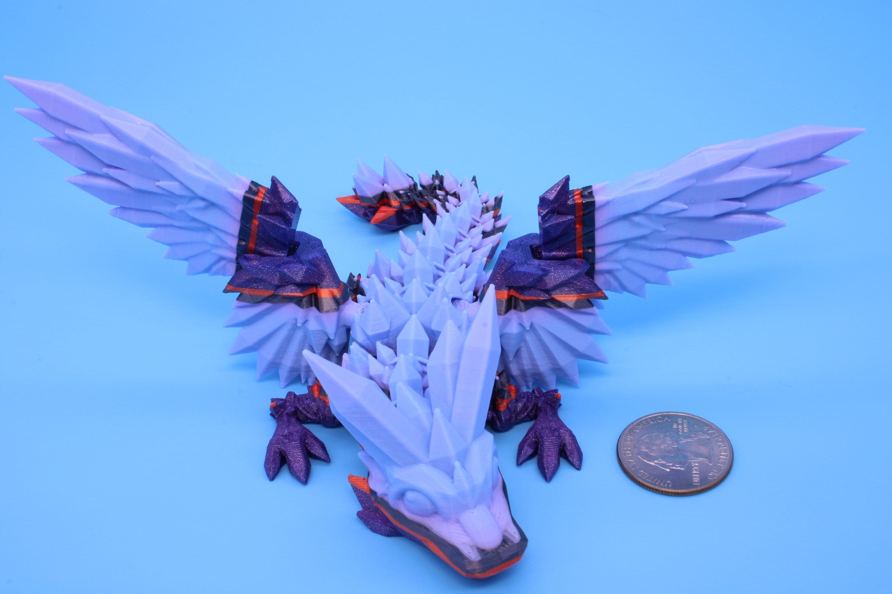 Miniature Baby Crystal Winged Dragon | Rainbow | 3D printed articulating Toy Fidget | Flexi Toy 7 in. head to tail | Stress Relief Gift