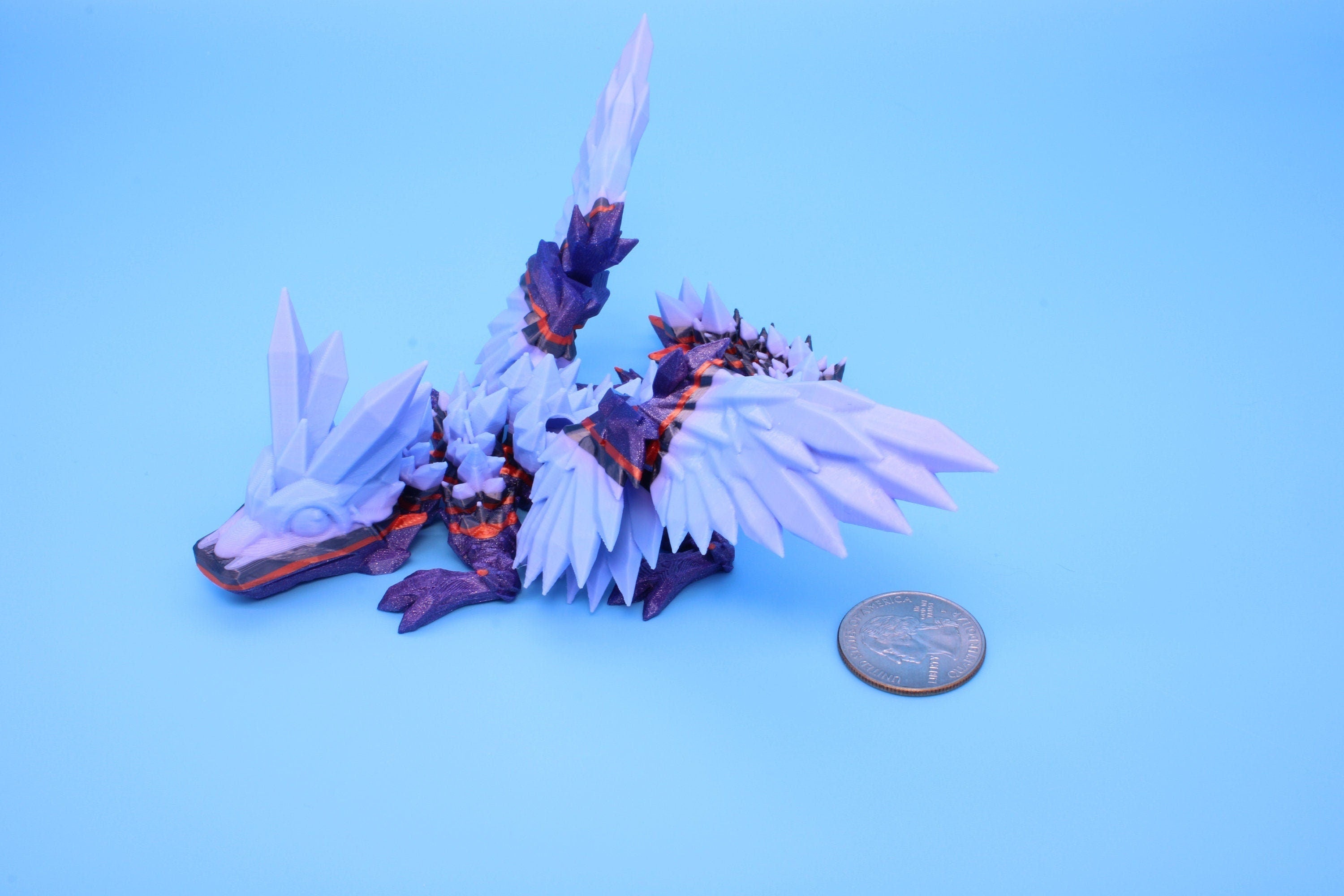 Miniature Baby Crystal Winged Dragon | Rainbow | 3D printed articulating Toy Fidget | Flexi Toy 7 in. head to tail | Stress Relief Gift