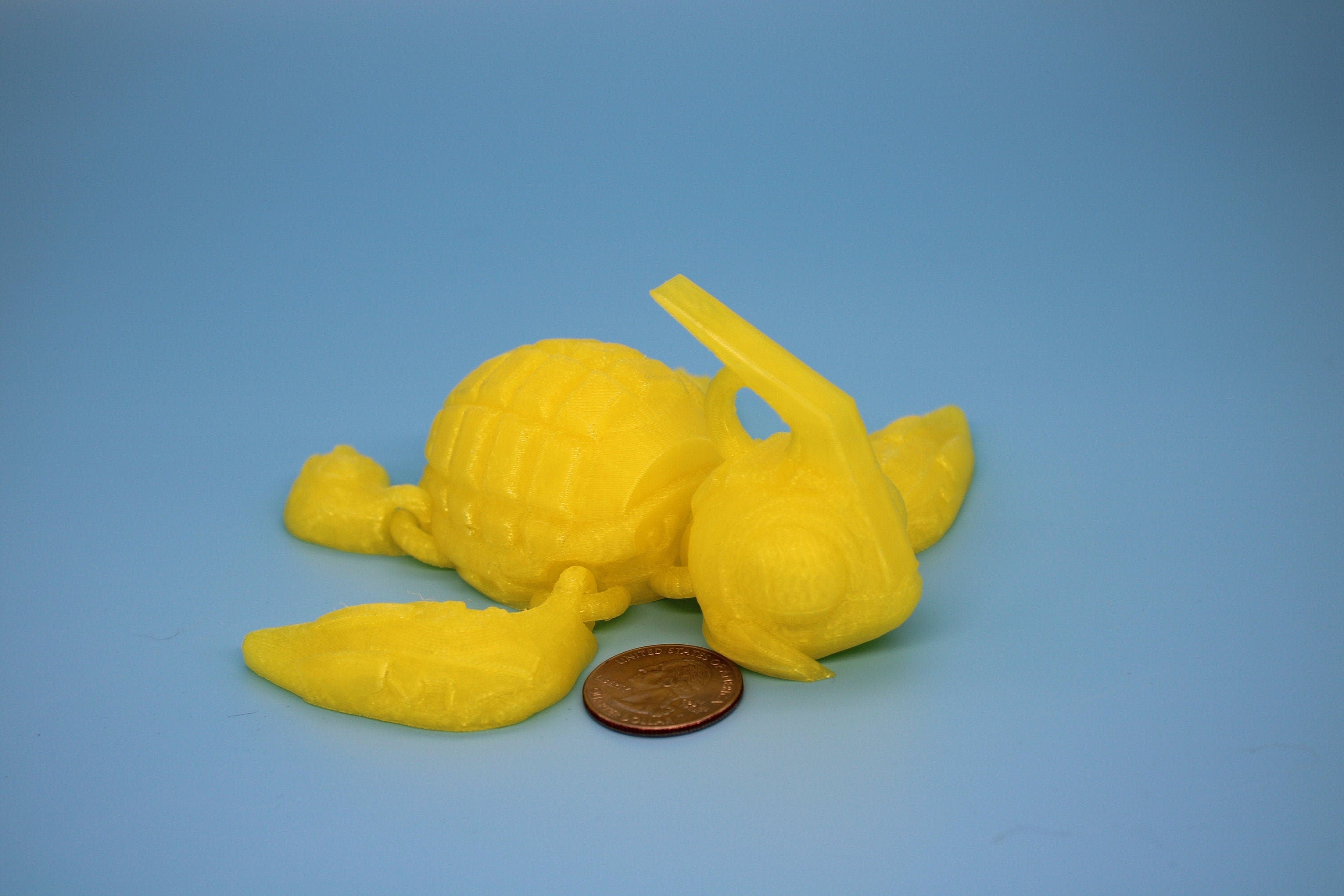 Glass Yellow Color Grenurtle, grenade / turtle 3d printed (made) adult desk fidget toy. Sensory turtle buddy.
