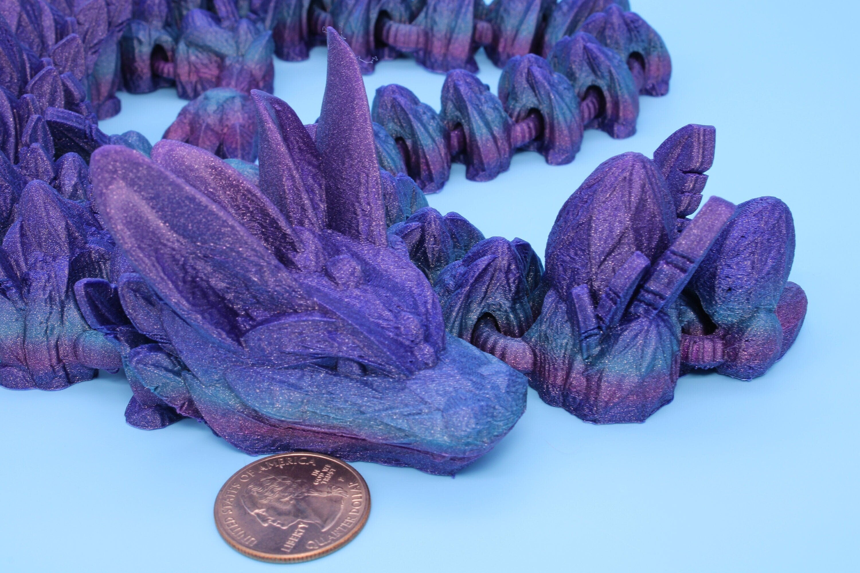 Easter Dragon | Multi Color Rainbow | 3D Printed Articulating Dragon | Flexi Toy | Adult Fidget Toy | Dragon Buddy ready for you! 23 in