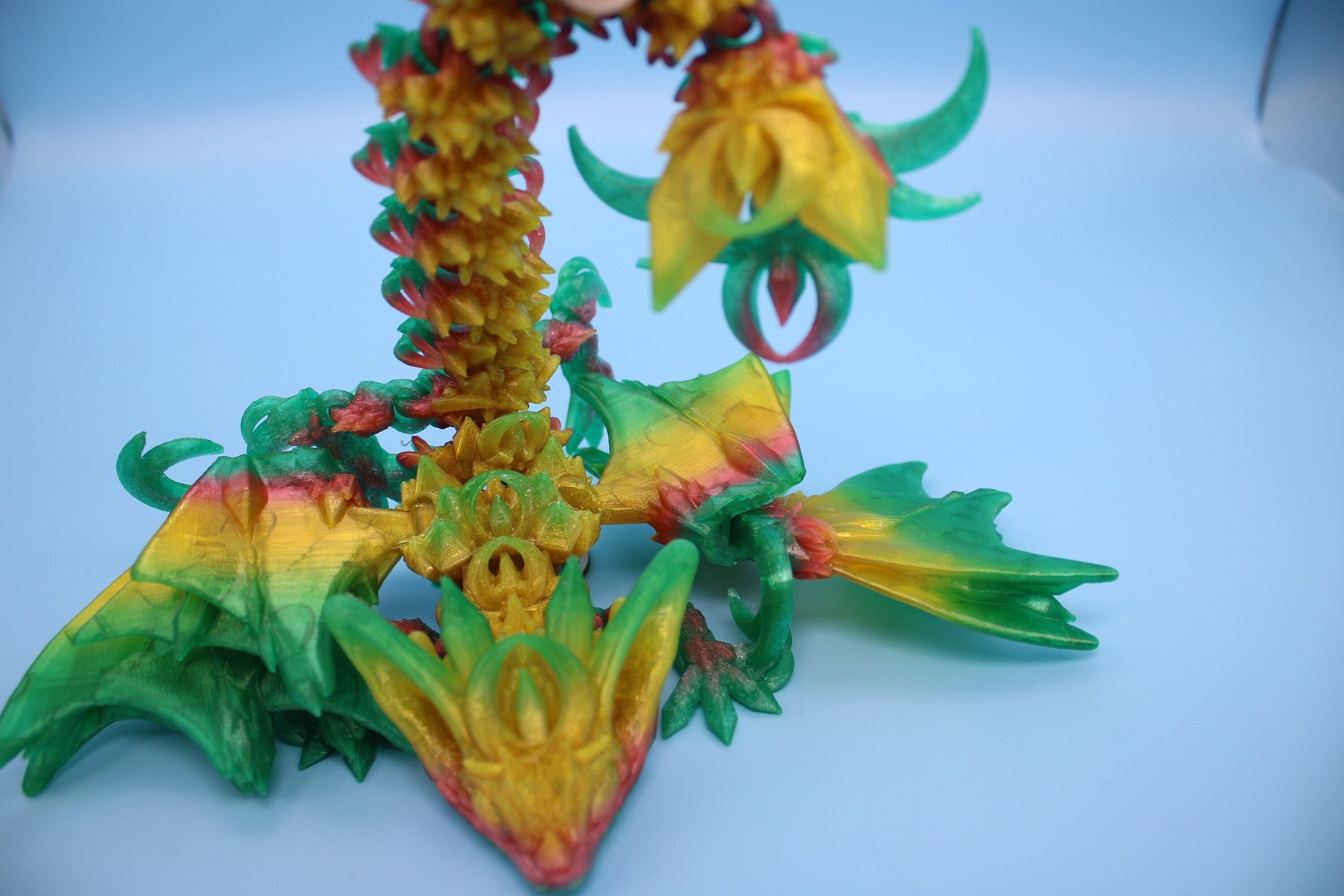 Flexible Bat Dragon | Rainbow Bat Wing | Articulating Dragon | 3D Printed Fidget | Flexi Toy | Adult Fidget Toy | Sensory Desk Toy | 12.5 in