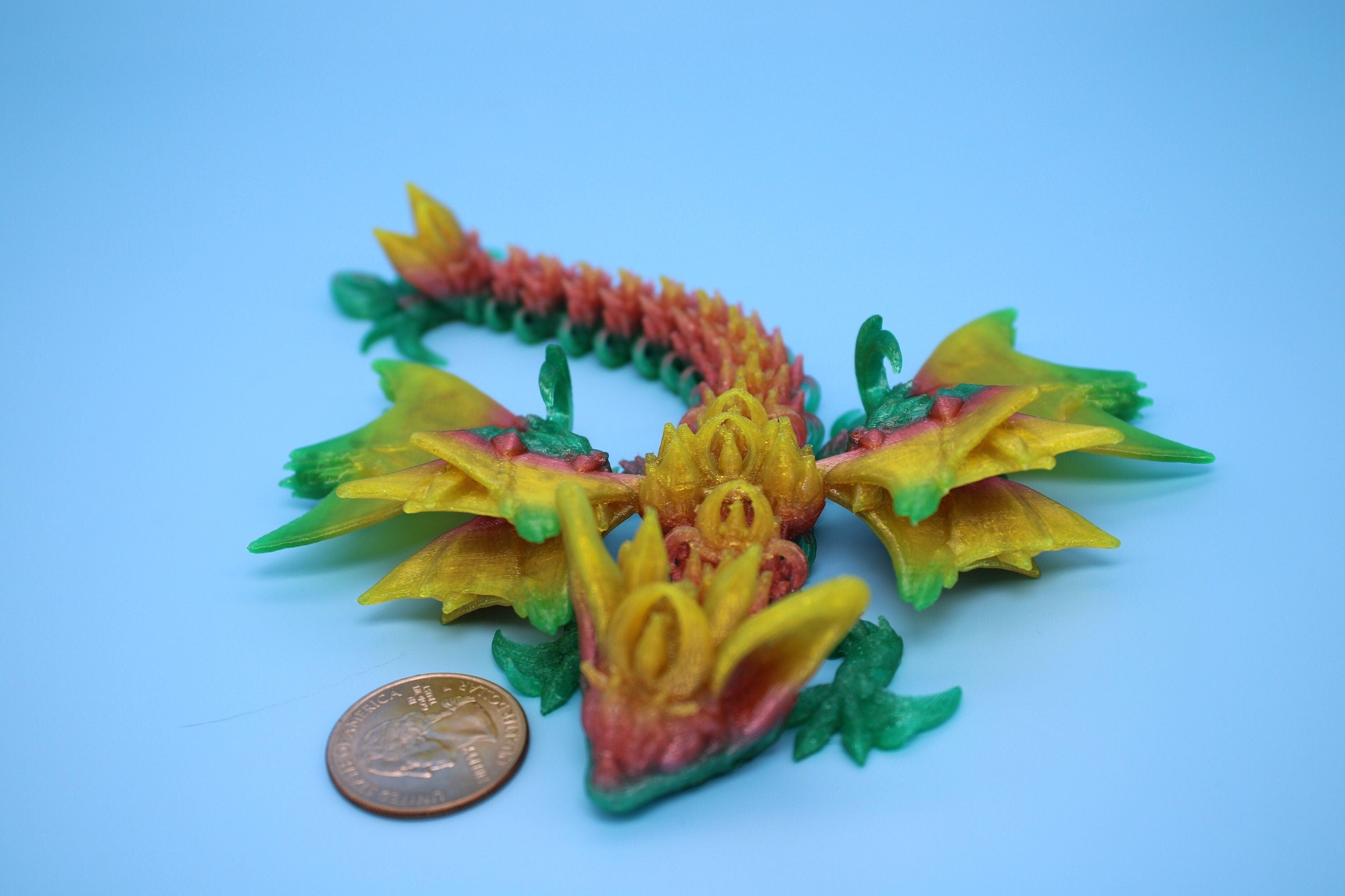 Miniature Flexible Bat Dragon | Rainbow Bat Wing | Articulating Dragon | 3D Printed Fidget | Flexi Toy | Adult Fidget Toy | Sensory Desk Toy