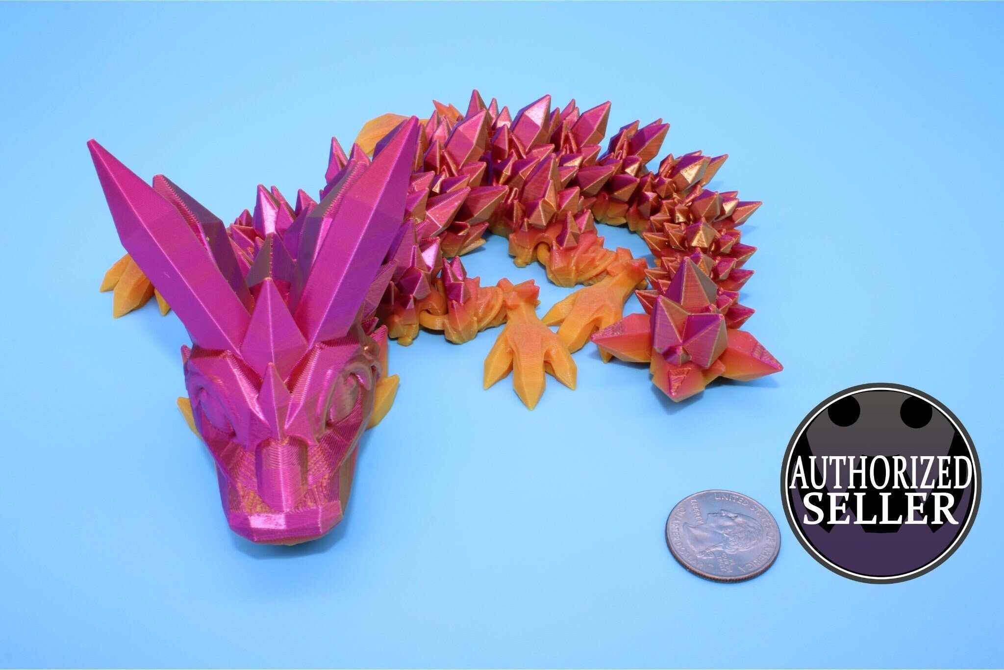 Rainbow Baby Dragon | 3D Printed Crystal Dragon | 11.5 inches Dragon Friend | Sensory Toy | Fidget Toy | Flexi Dragon.