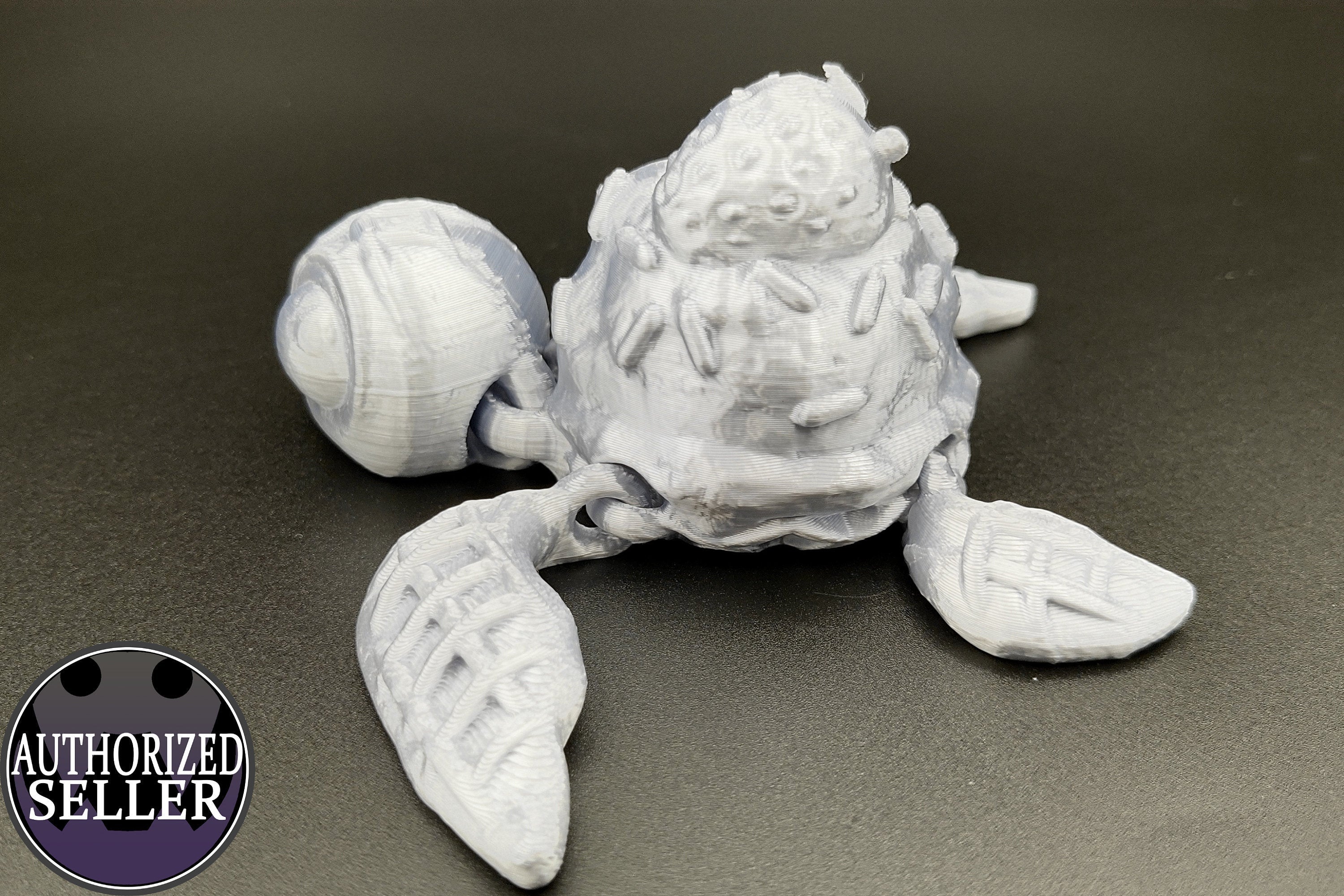 Silver Dessurtle (Dessert & Turtle) 3D Printed, fidget pet Turtle with waffle cone legs, Ice Cream Sprinkles w/ strawberry top