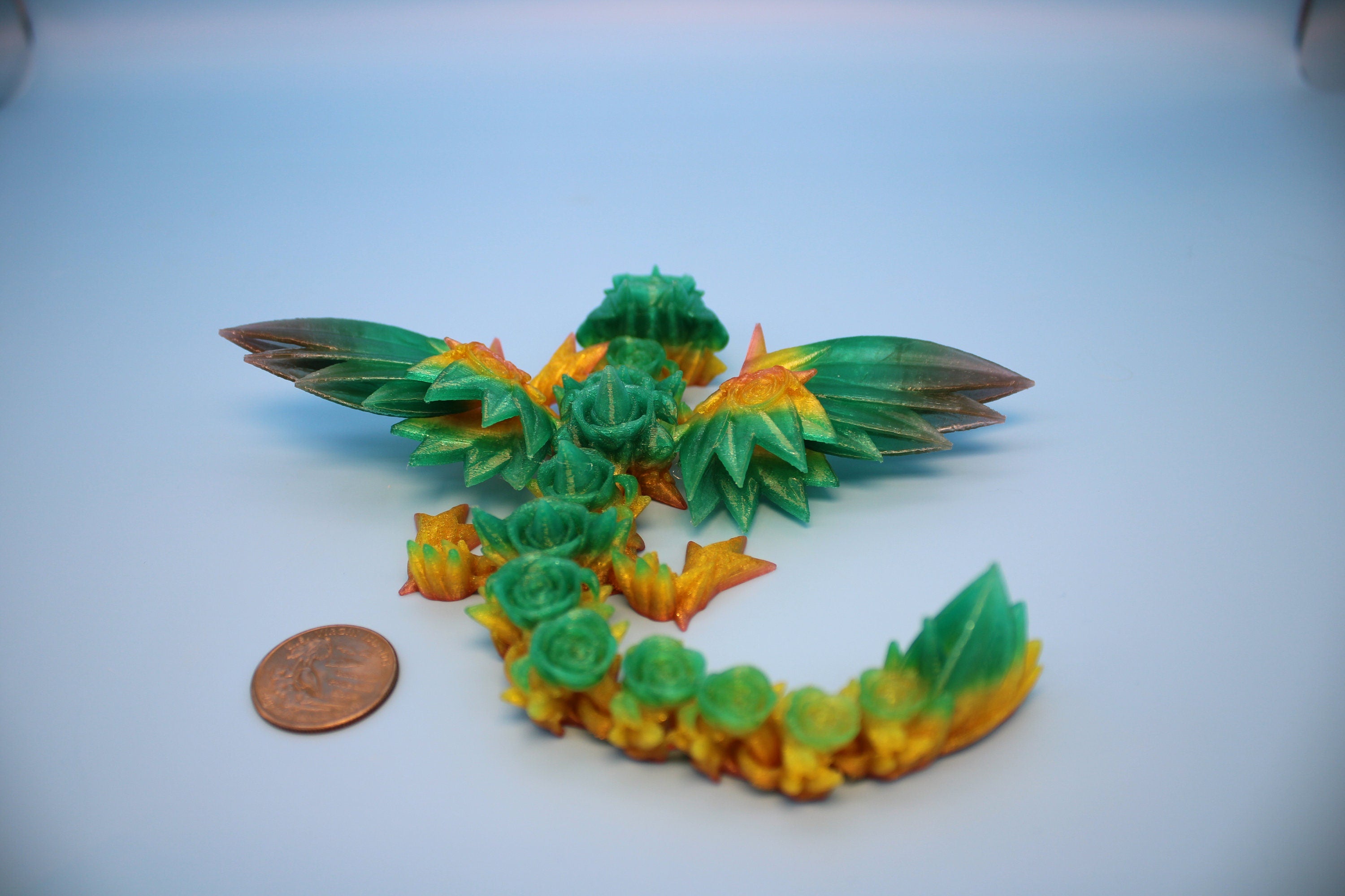 Baby Rose Wing Dragon | Rainbow | 3D Printed TPU | Fidget | Flexi Toy 8.5 in. | Stress Relief Gift