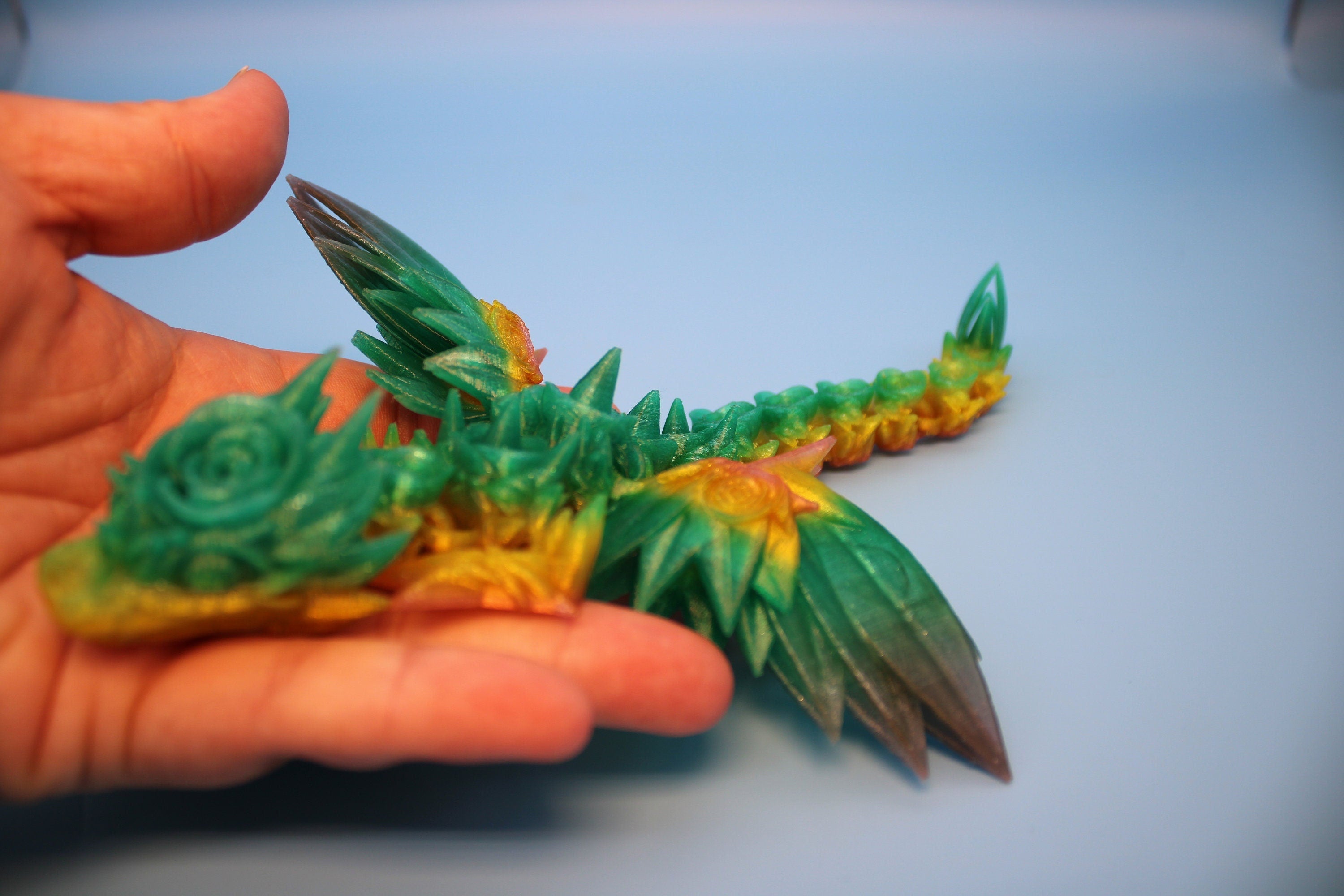 Baby Rose Wing Dragon | Rainbow | 3D Printed TPU | Fidget | Flexi Toy 8.5 in. | Stress Relief Gift