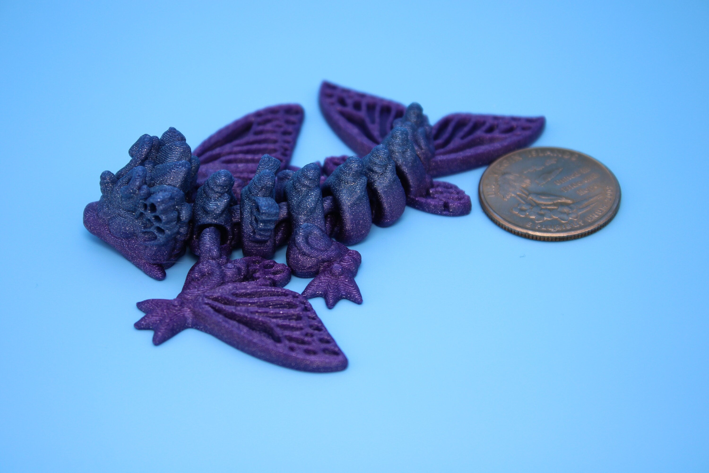 Butterfly Wyvern | Miniature | 3D Printed | Wyvern Dragon | 3.25 in. | Dragon Toy | Fidget Toy | Flexi Dragon.
