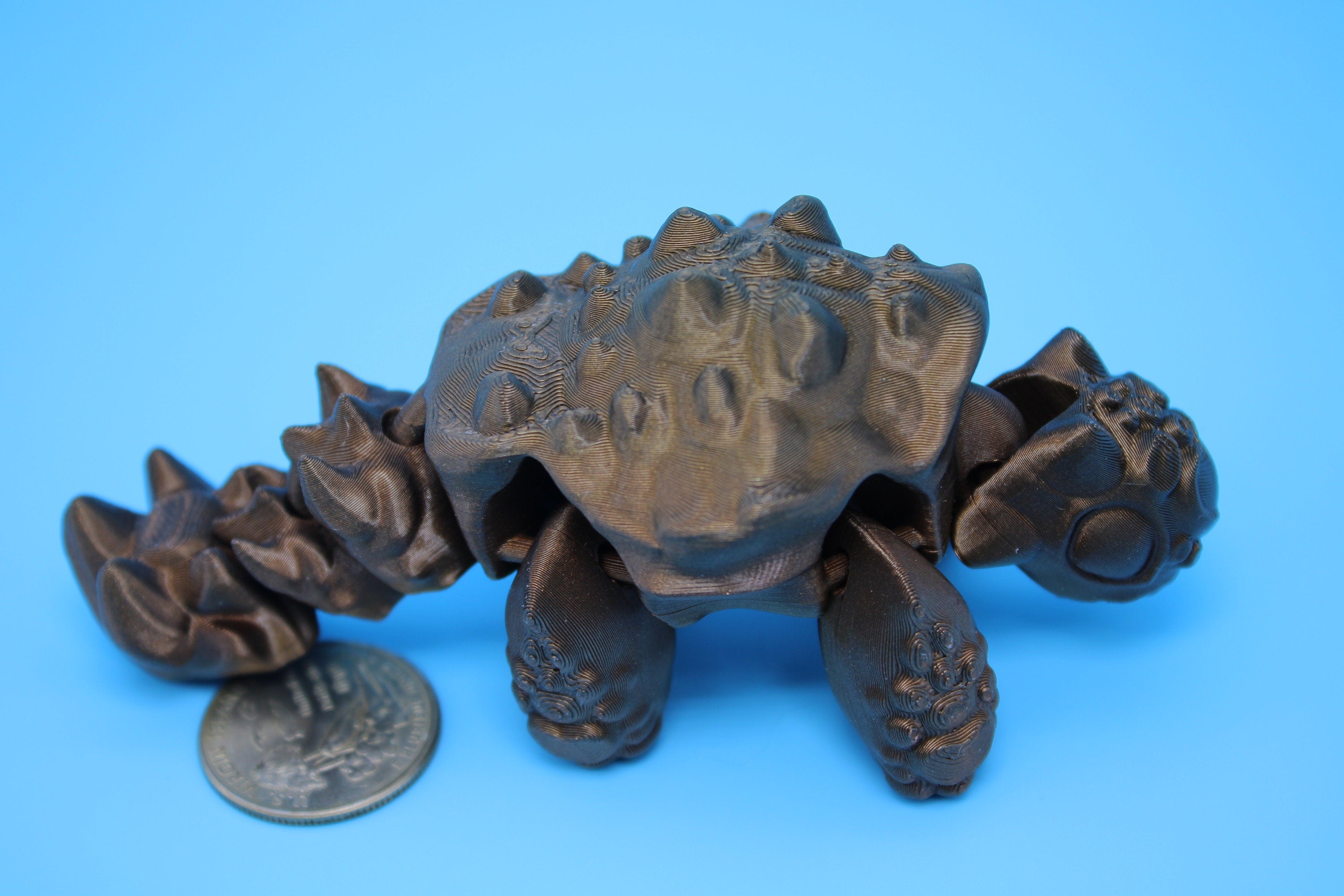 Dinosaur | 3D Printed Cute Anky | Sensory Toy | Fidget Toy | Articulating Ankylosaurus 4.75 in.