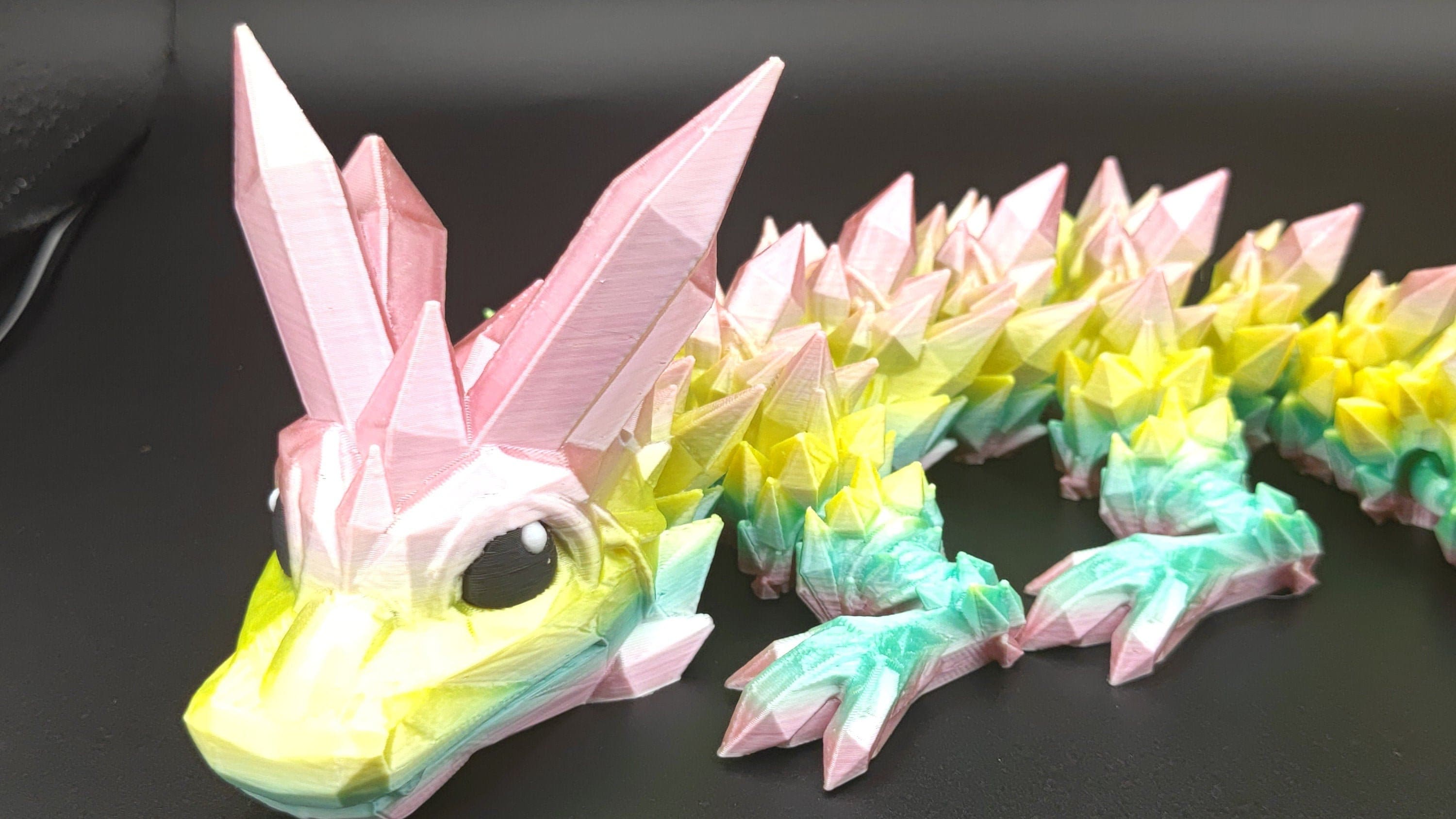 Crystal Baby Dragon | 3D Printed Crystal Dragon | 11.5 inches | Dragon friend | Adopt this dragon today (made) | Fidget Toy | Flexi Dragon.