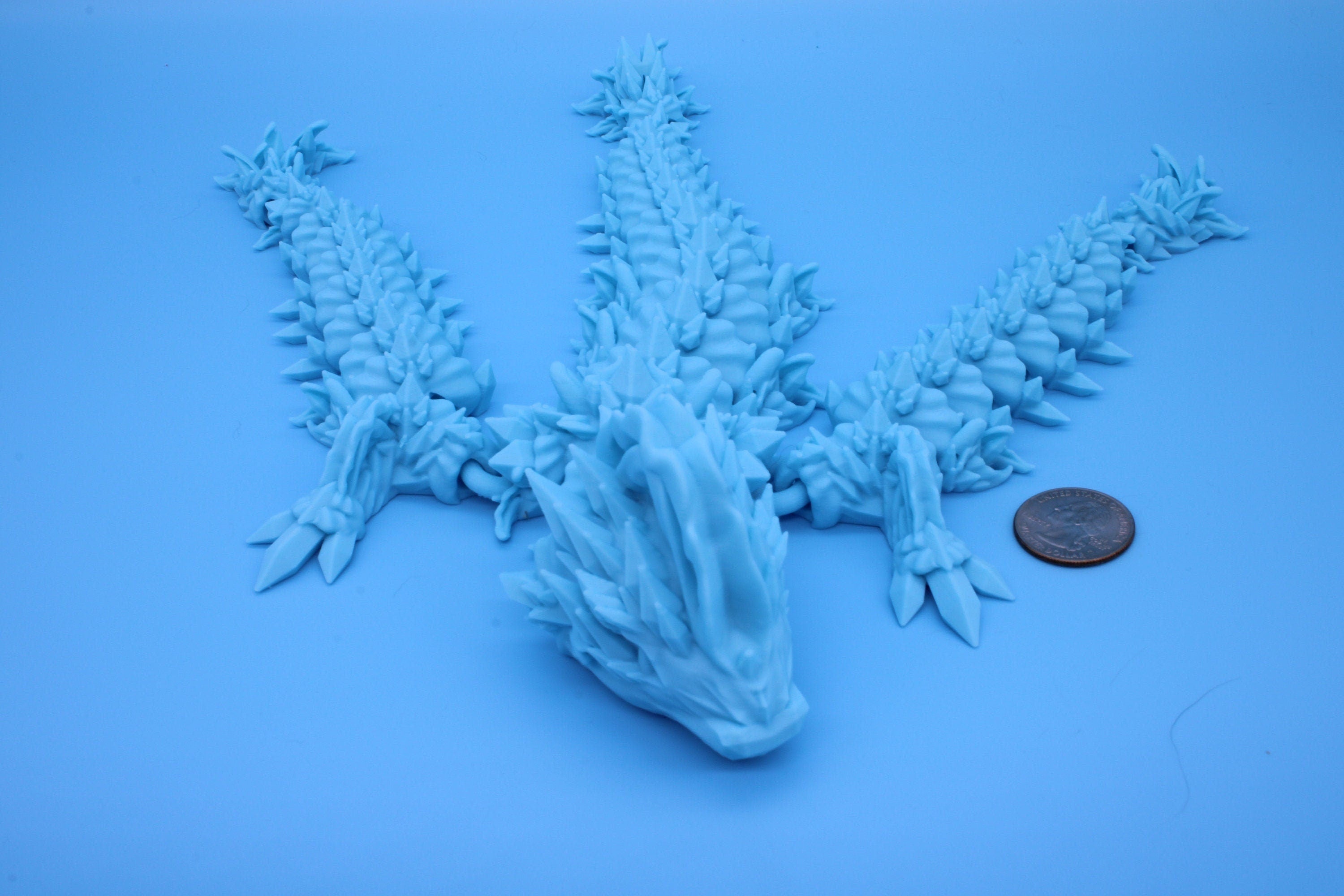 Jellyfish Dragon | Light Blue | 3D printed Articulating Dragon Fidget Toy | Flexi |