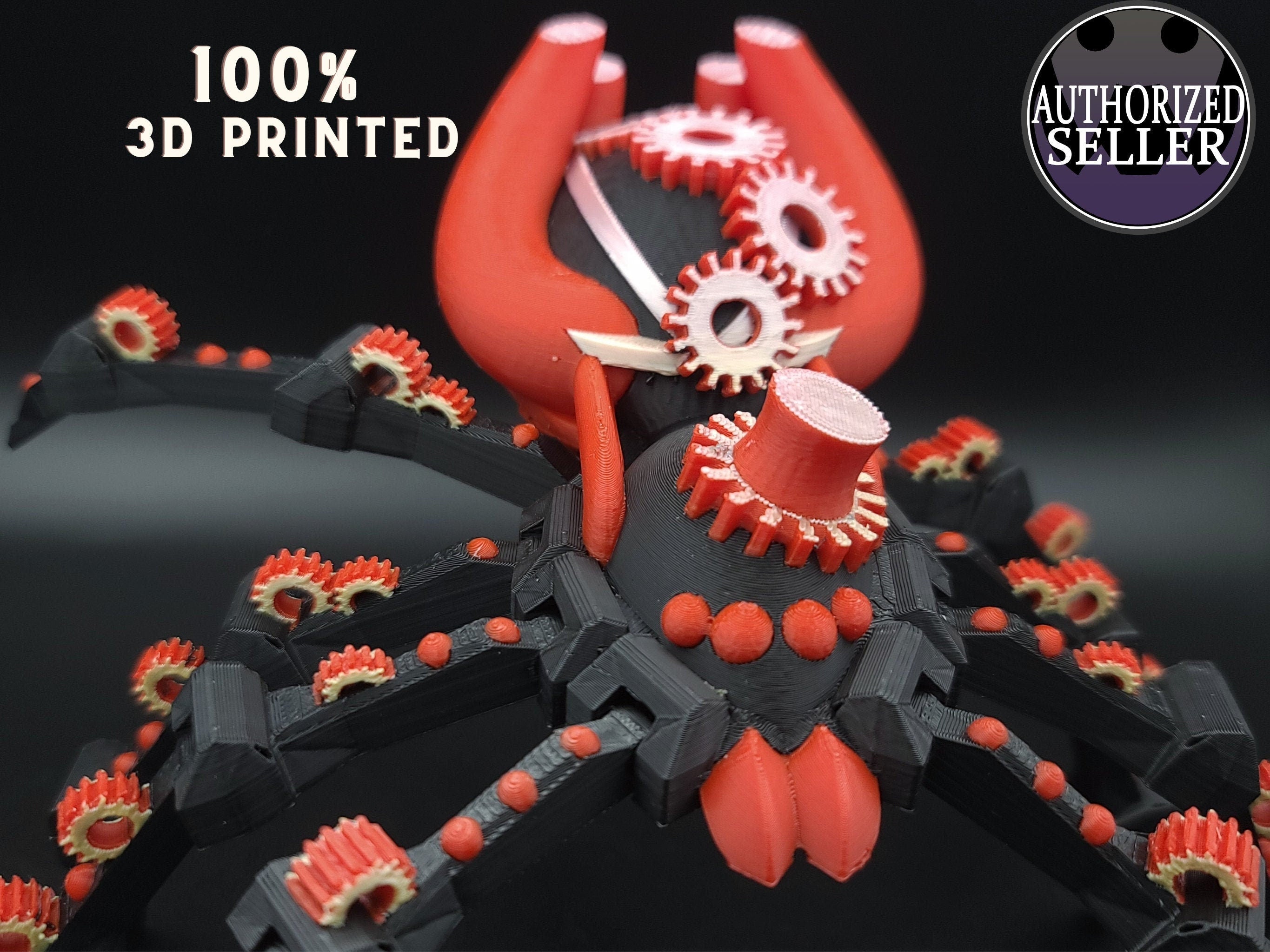 Multi Color Steam Punk Spider. 100% 3D printed! Steam Punk Spider 3D printed articulating spider . flexi Toy, 9.75 in. Stress Relief, Gift.