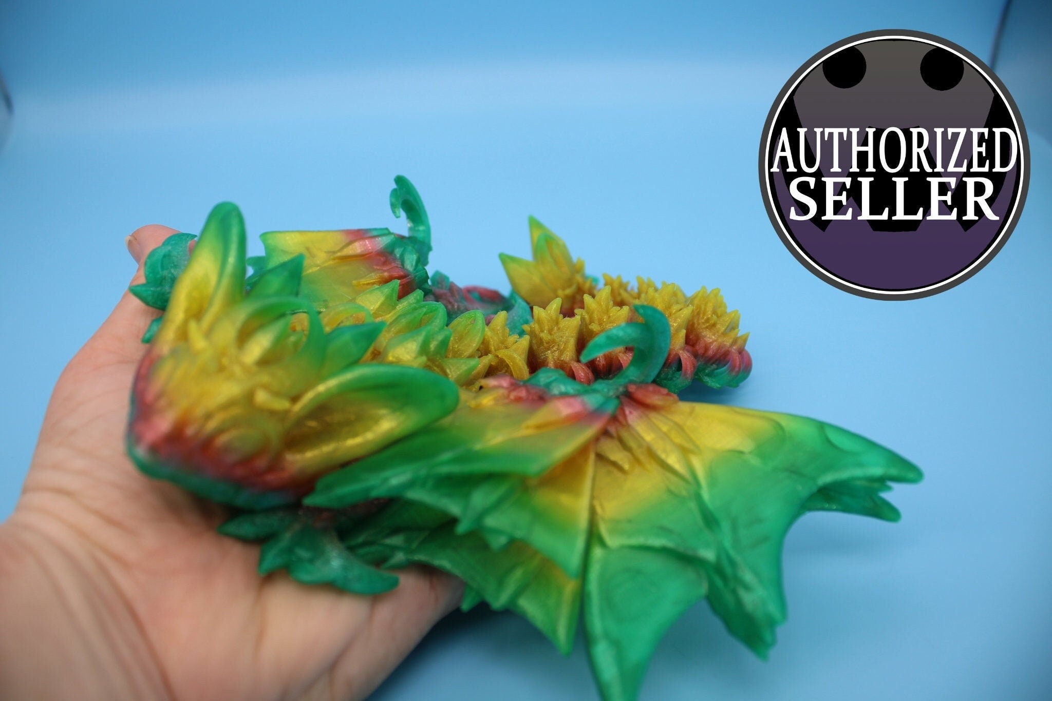 Flexible Bat Dragon | Rainbow Bat Wing | Articulating Dragon | 3D Printed Fidget | Flexi Toy | Adult Fidget Toy | Sensory Desk Toy | 12.5 in