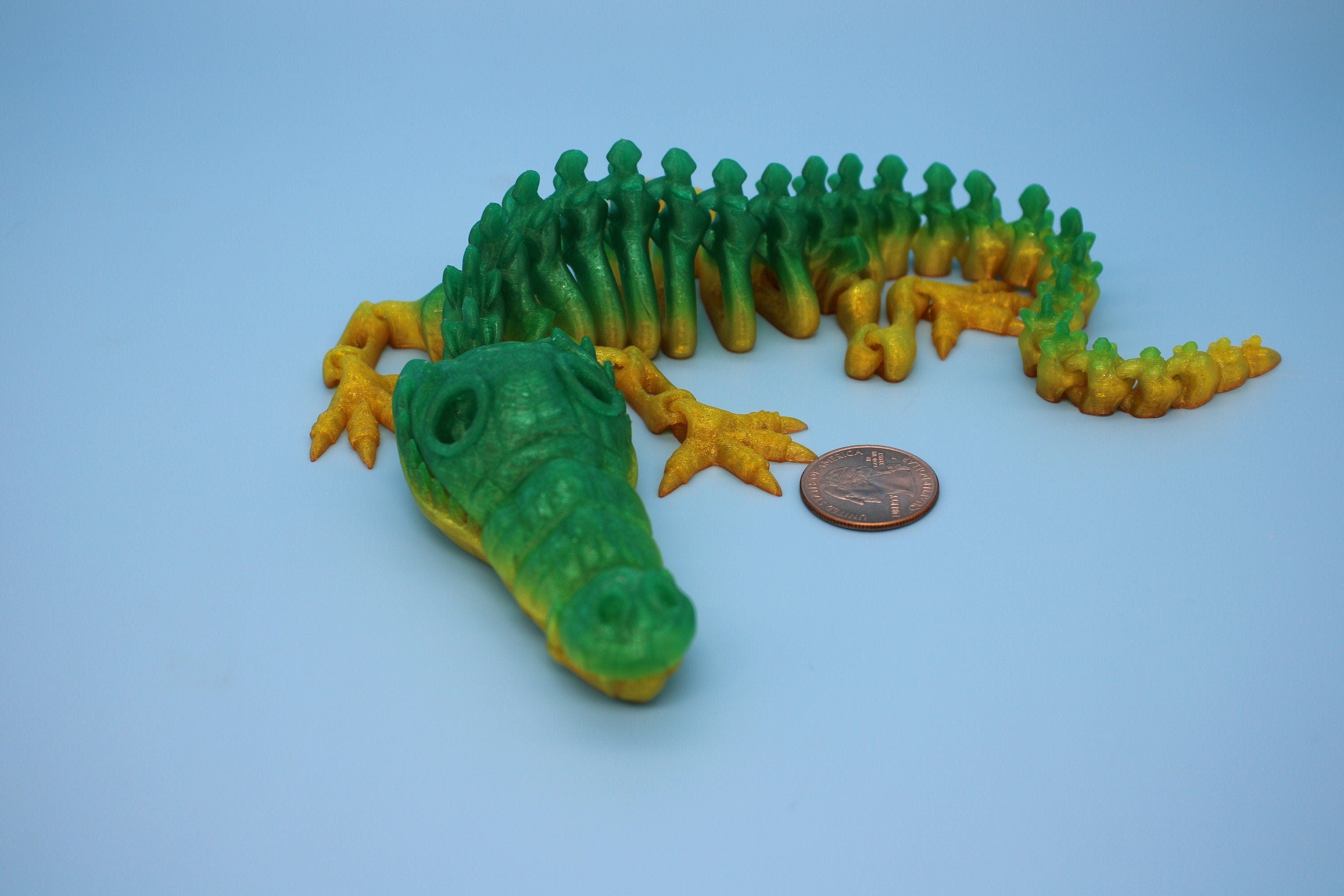 Flexible Rainbow Crocodile | Cute Flexi Toy | Articulating Crocodile | 3D printed Unique Fidget | Desk Buddy | 13 in.
