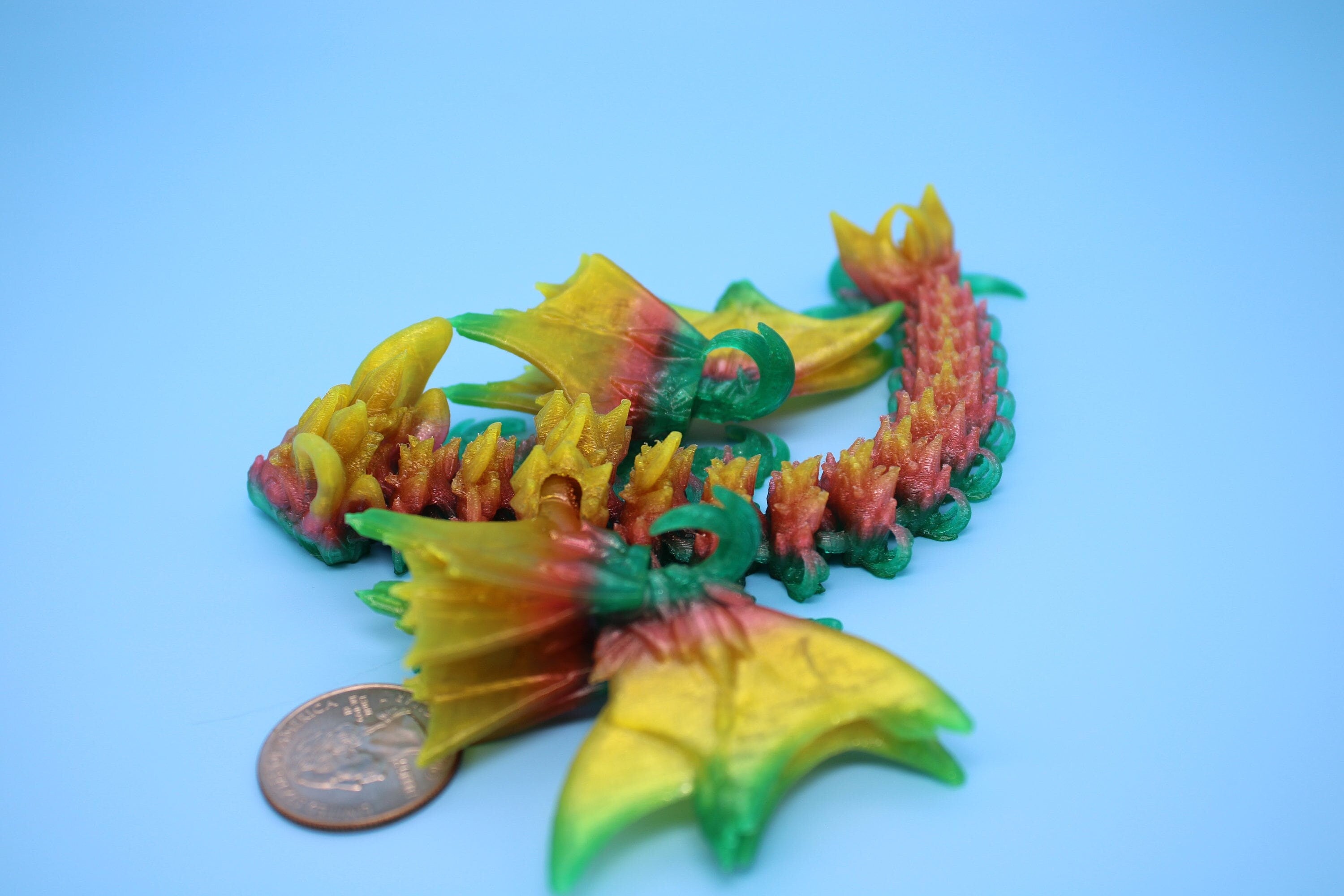Miniature Flexible Bat Dragon | Rainbow Bat Wing | Articulating Dragon | 3D Printed Fidget | Flexi Toy | Adult Fidget Toy | Sensory Desk Toy