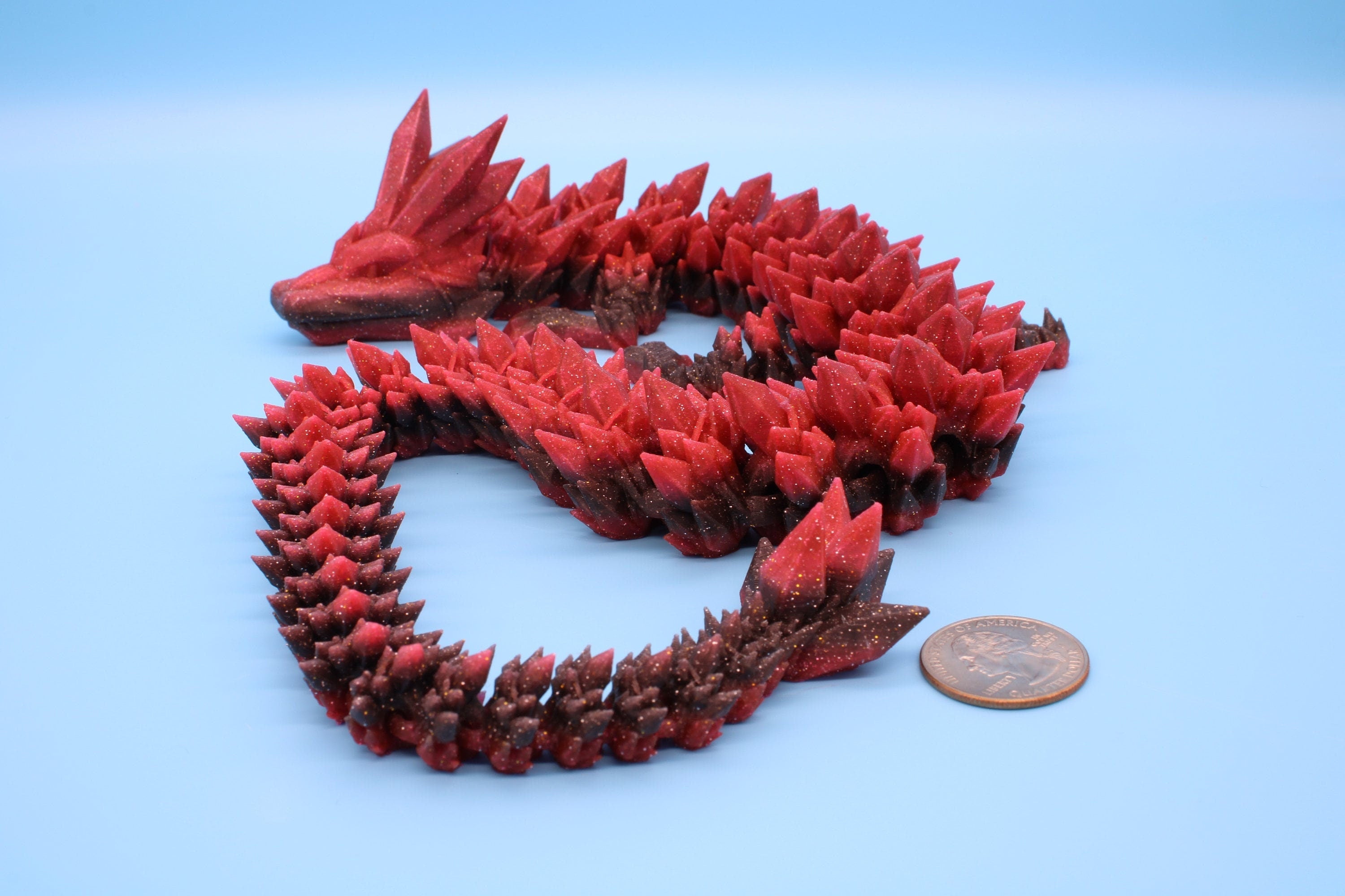 Rainbow Crystal Dragon | 3D Printed Articulating Dragon | Flexi Toy | Adult Fidget Toy | Dragon Buddy ready for you! 24 inch.