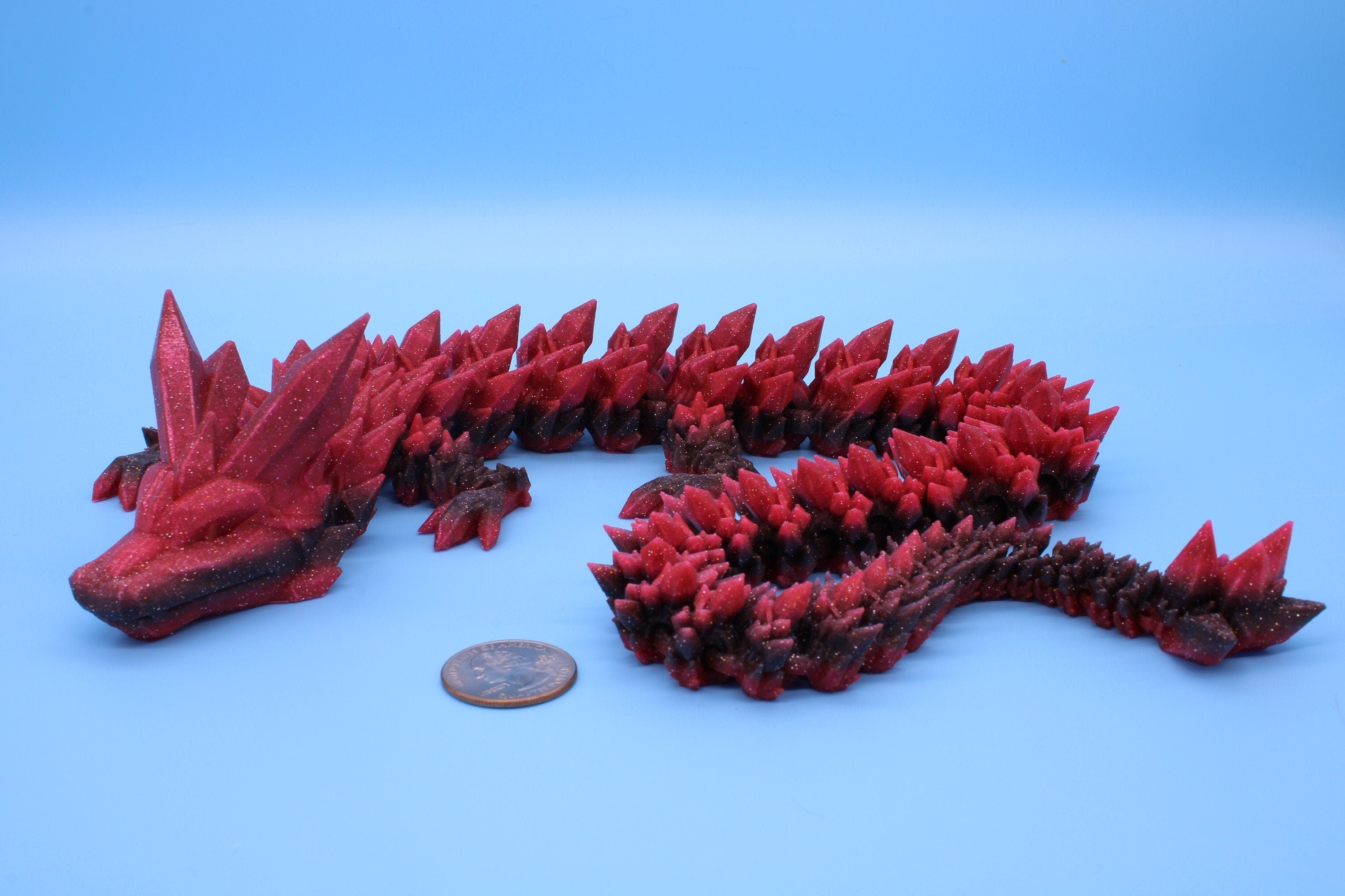 Rainbow Crystal Dragon | 3D Printed Articulating Dragon | Flexi Toy | Adult Fidget Toy | Dragon Buddy ready for you! 24 inch.