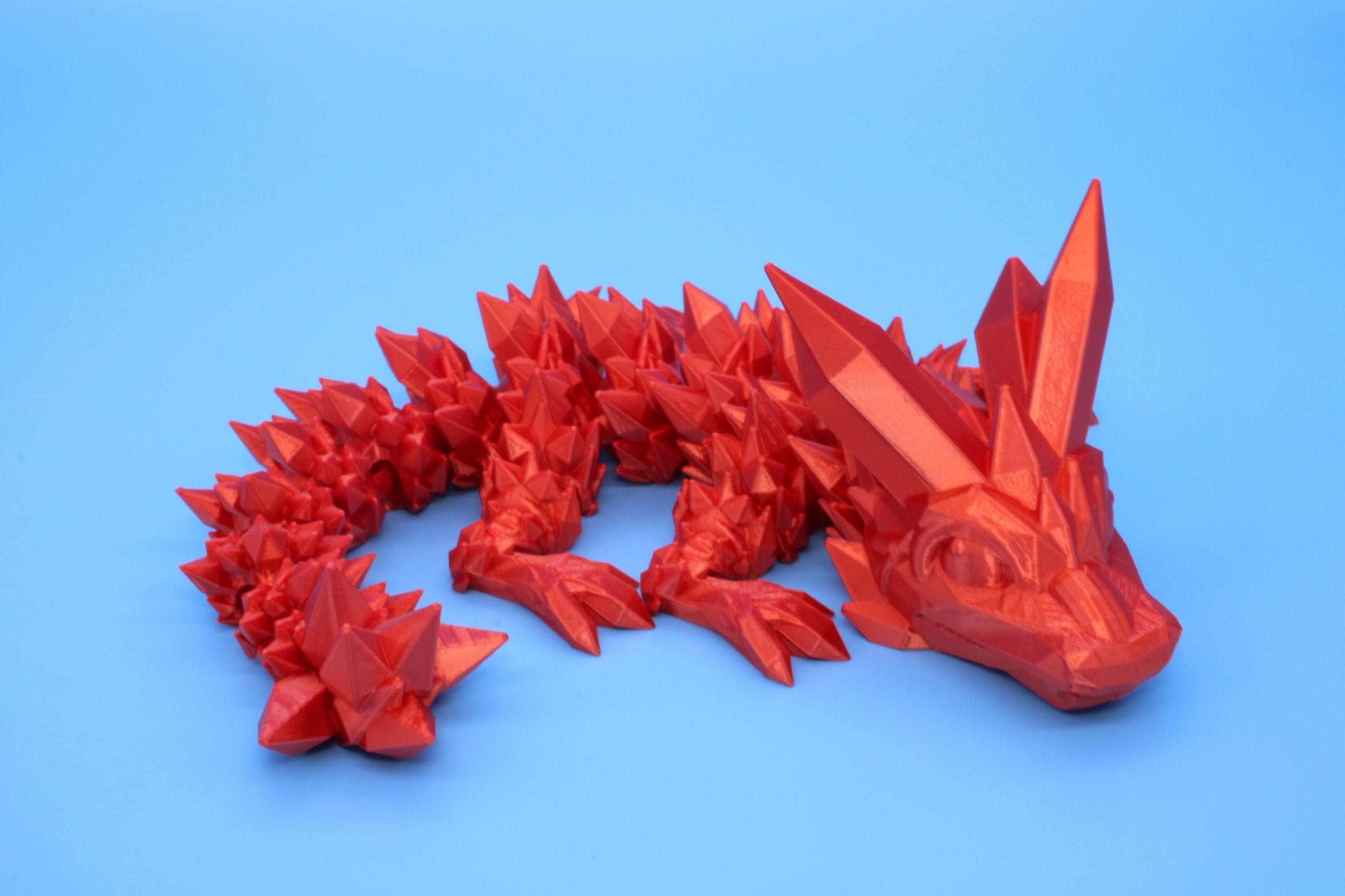 Orange Baby Crystal Dragon | 3D Printed Crystal Dragon | 11.5 inches Dragon Friend | Sensory Toy | Fidget Toy | Flexi Dragon.