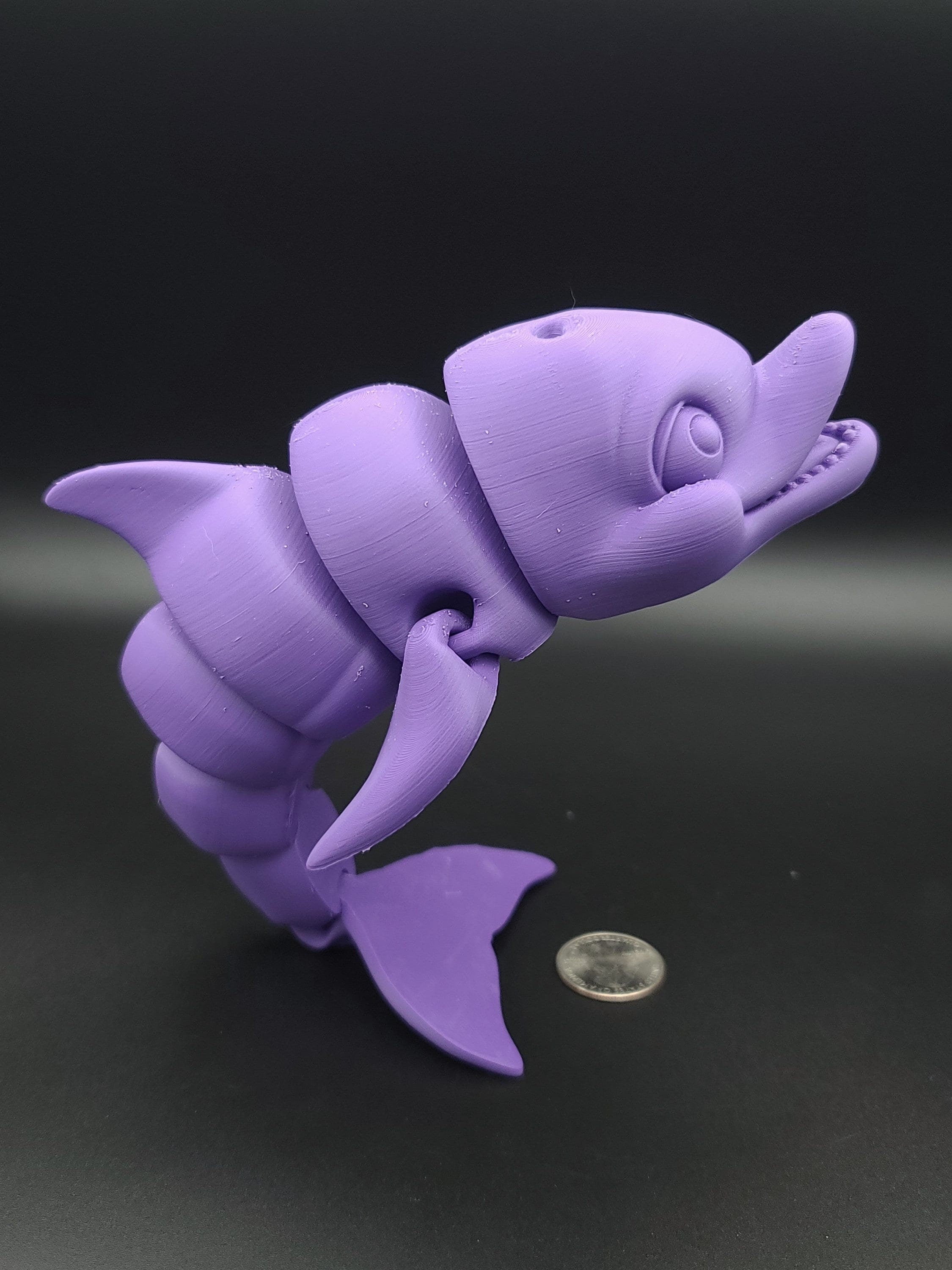 XL Purple Flexi Dolphin. 9.5 inch Articulating Super Cute Dolphin. Great fidget toy. Desk buddy. Sensory toy.