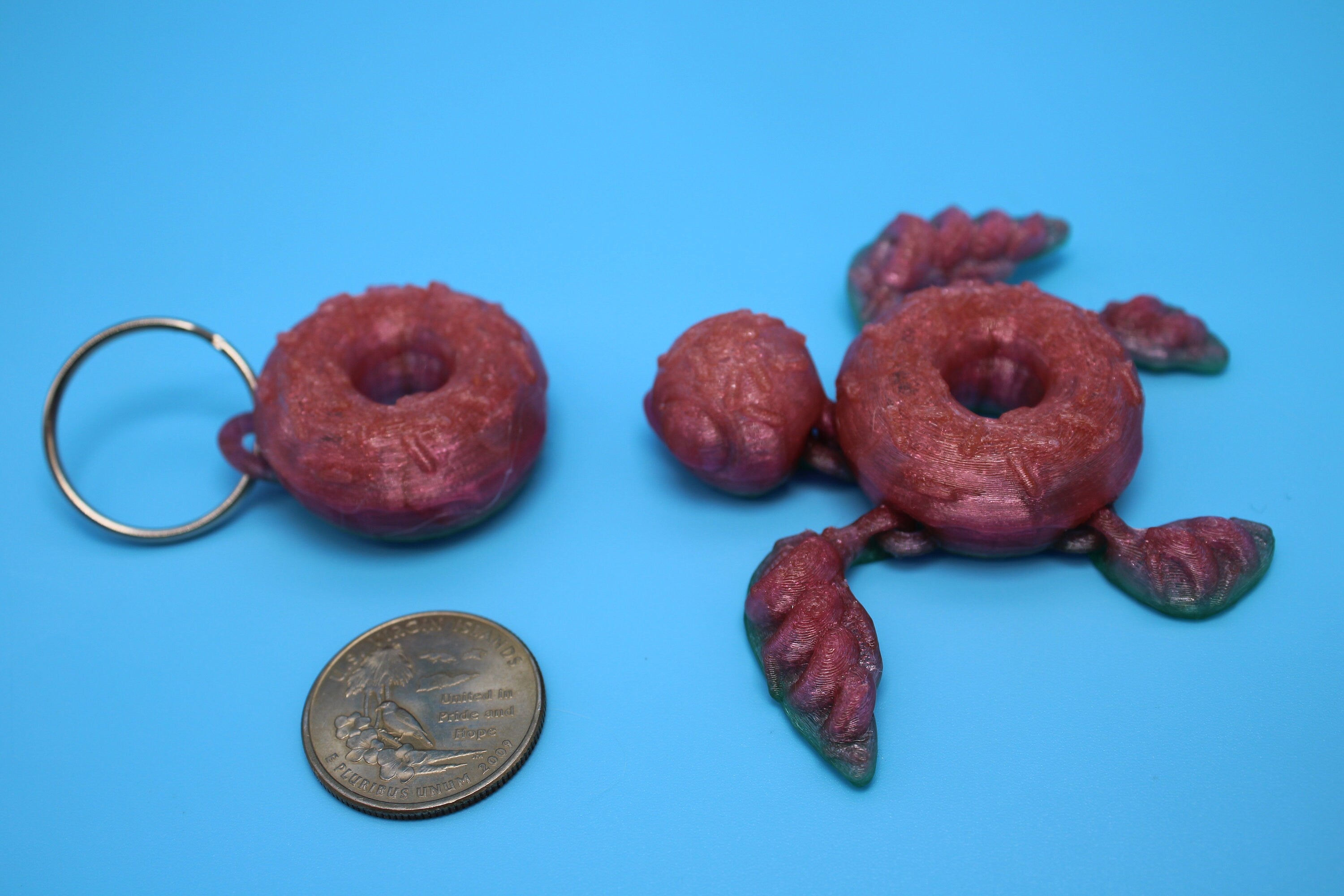 Turtle - Doughnut Turtle | Miniature (Donurtle) | 3D Printed TPU | Flexi Fidget Turtle | Desk Fidget Toy.