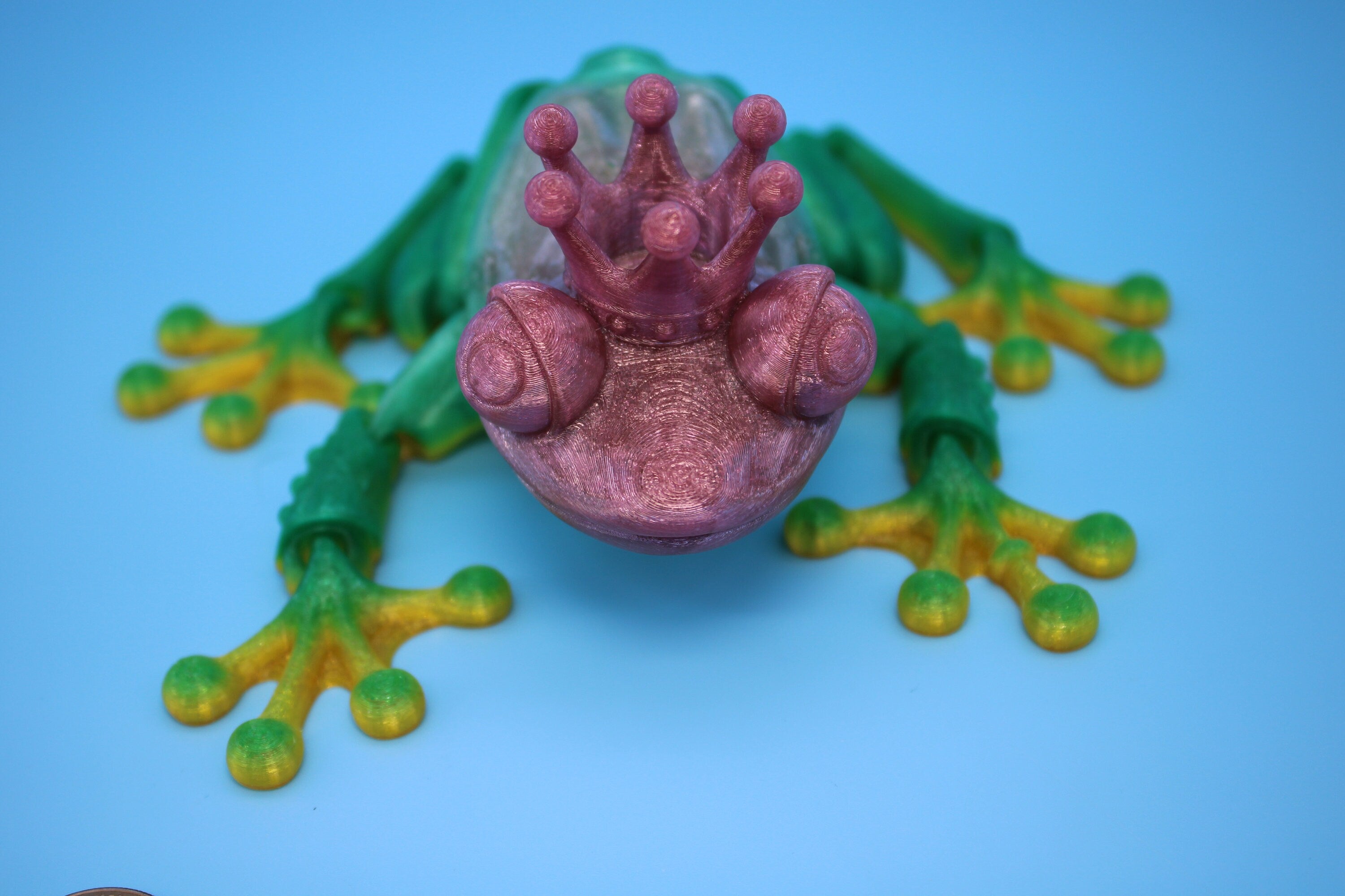 Prince Frog- Rainbow | Cute Flexi Toy | Articulating Frog | 3D printed Unique Fidget | Desk Buddy