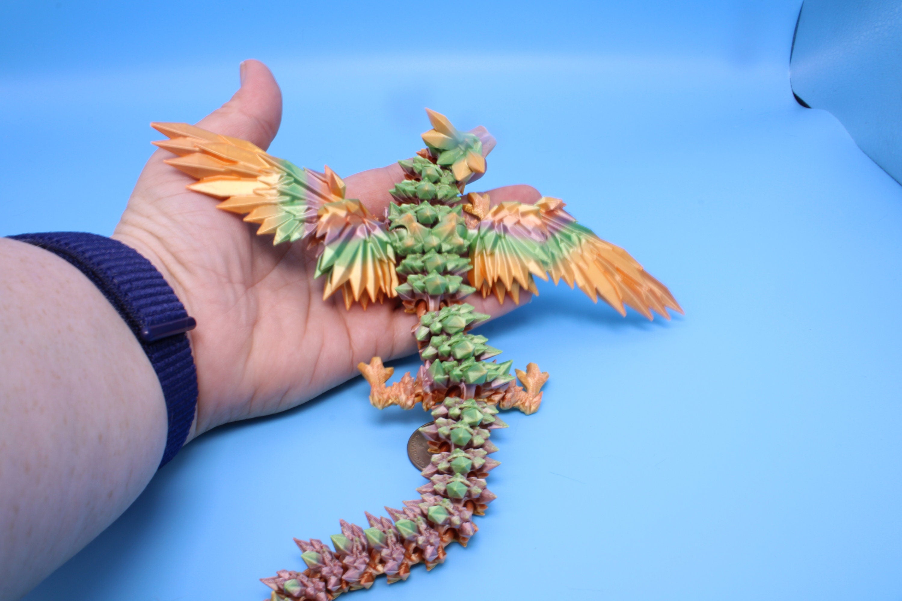 Adult Crystal Wing Dragon- Pink | Flawed | Miniature | 3D printed | Fidget Toy | 10.5in.