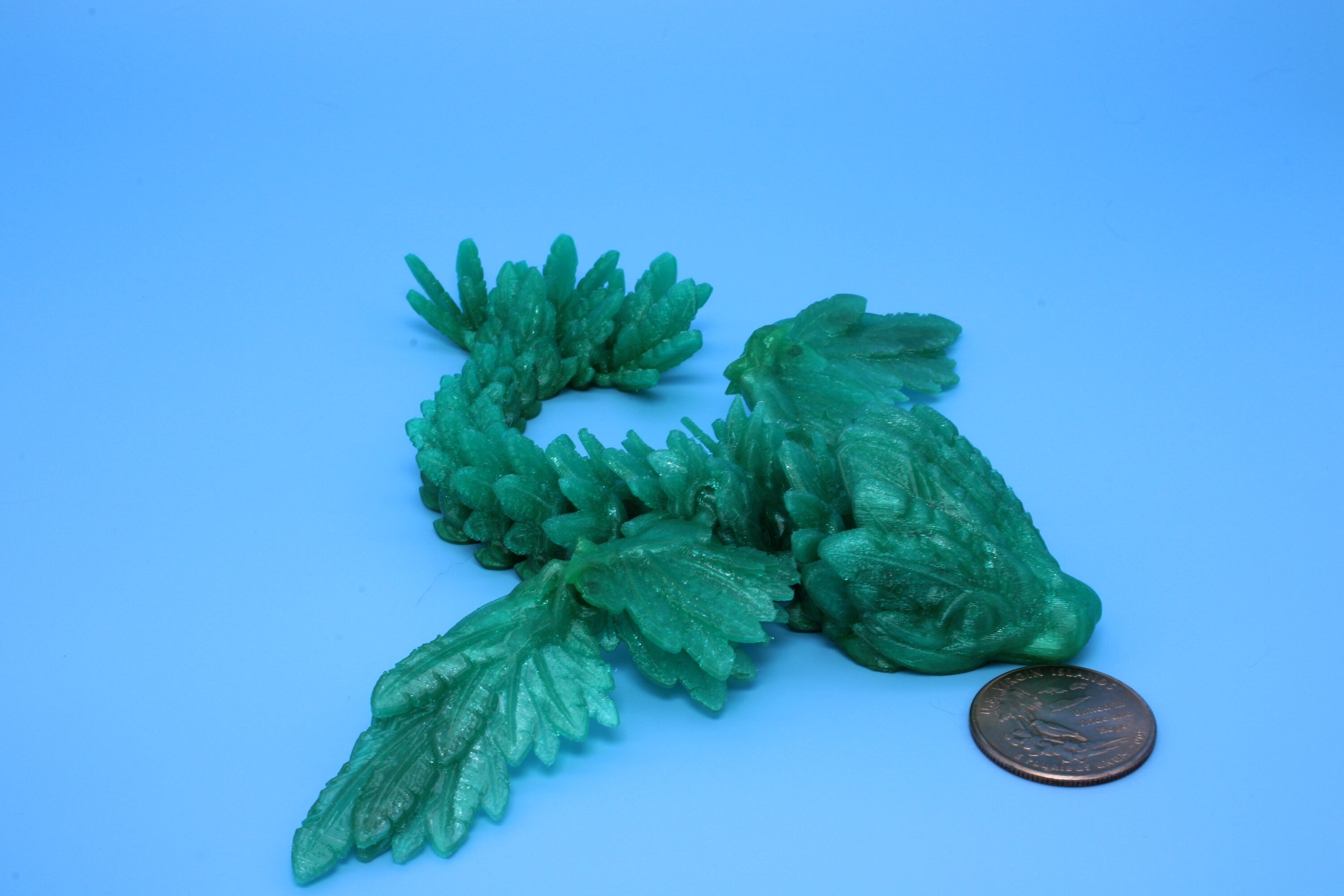 Baby Flying Serpent-Green | 3D printed TPU | Flexible Miniature | 7 in.