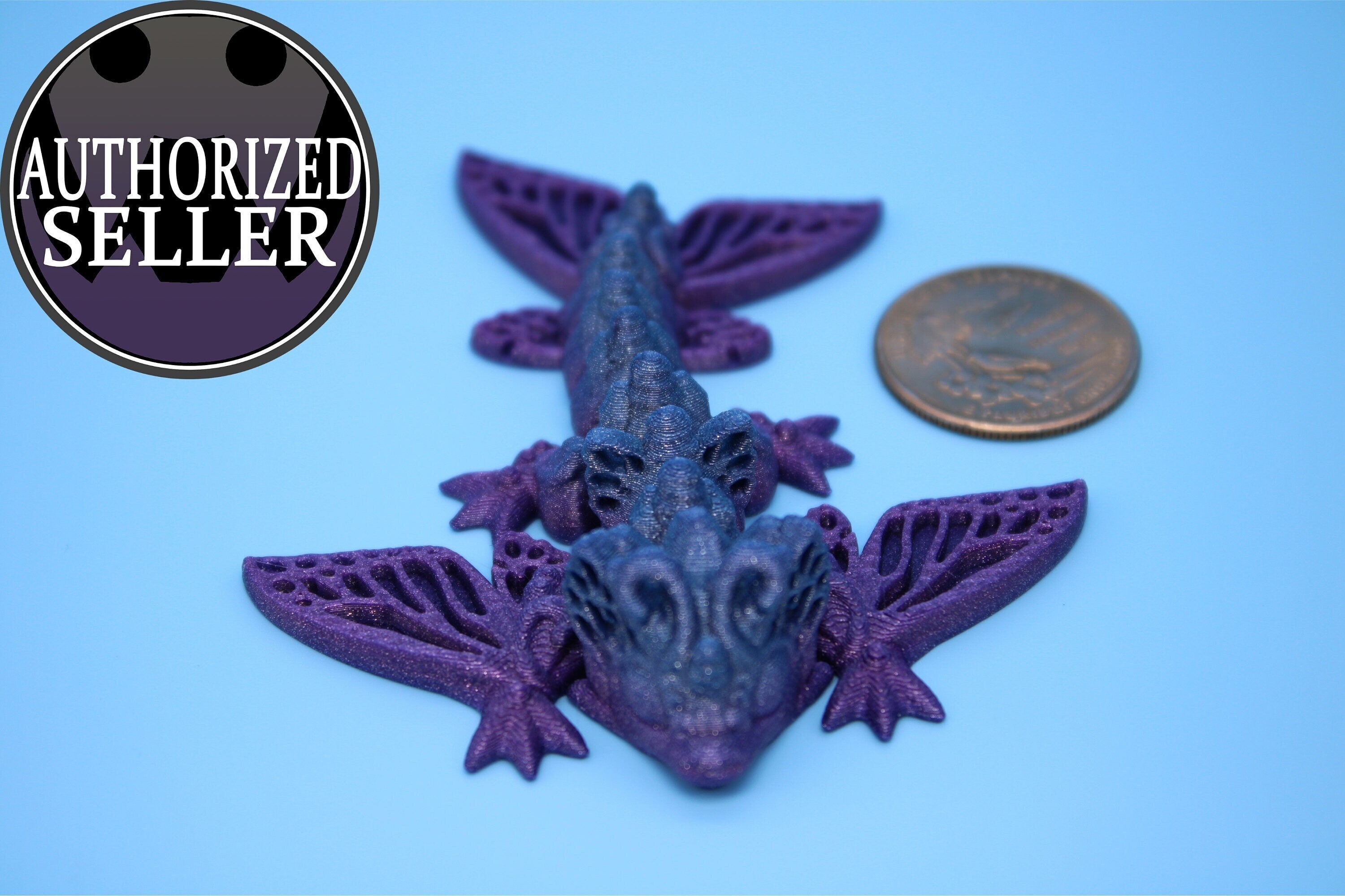 Butterfly Wyvern | Miniature | 3D Printed | Wyvern Dragon | 3.25 in. | Dragon Toy | Fidget Toy | Flexi Dragon.