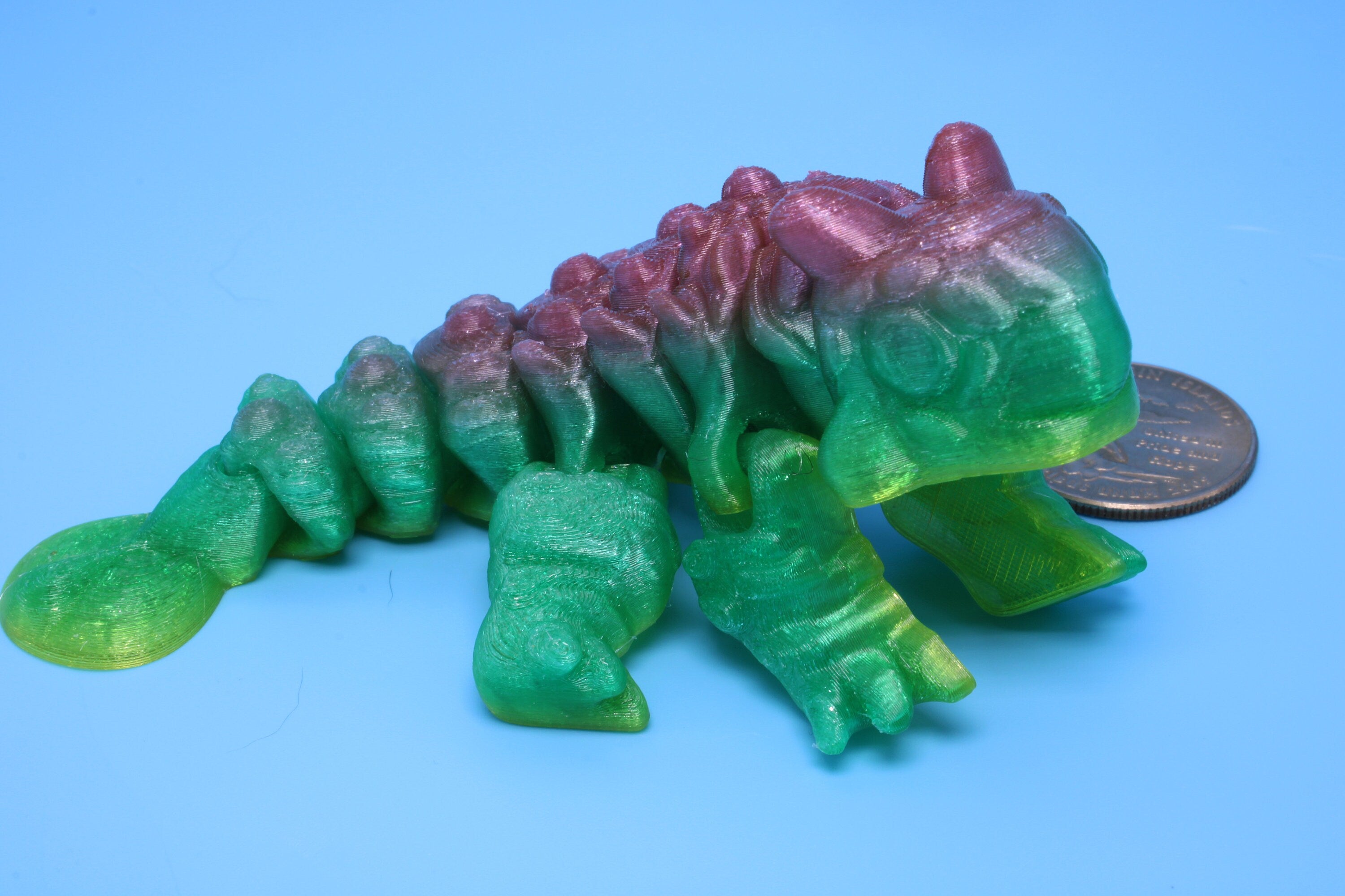 Dinosaur | Ankylosaurus- Rainbow | Miniature | 3D Printed TPU | Cute Dino | 4.25 inches | Fidget Toy.