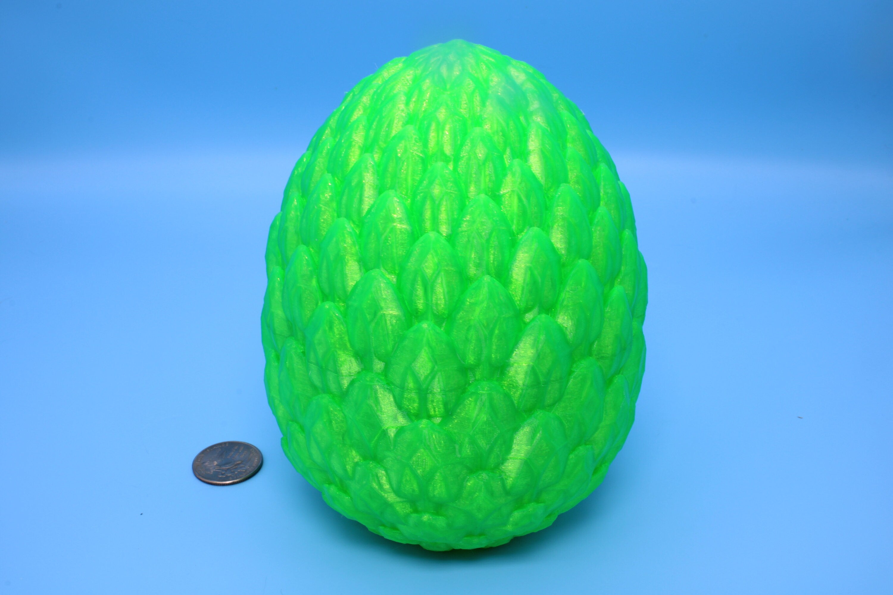 Dragon Scale Egg- Green | 3D printed | Dragon Egg Storage! | 6 in. Dragon Scale Egg | Gift. Decorative Egg