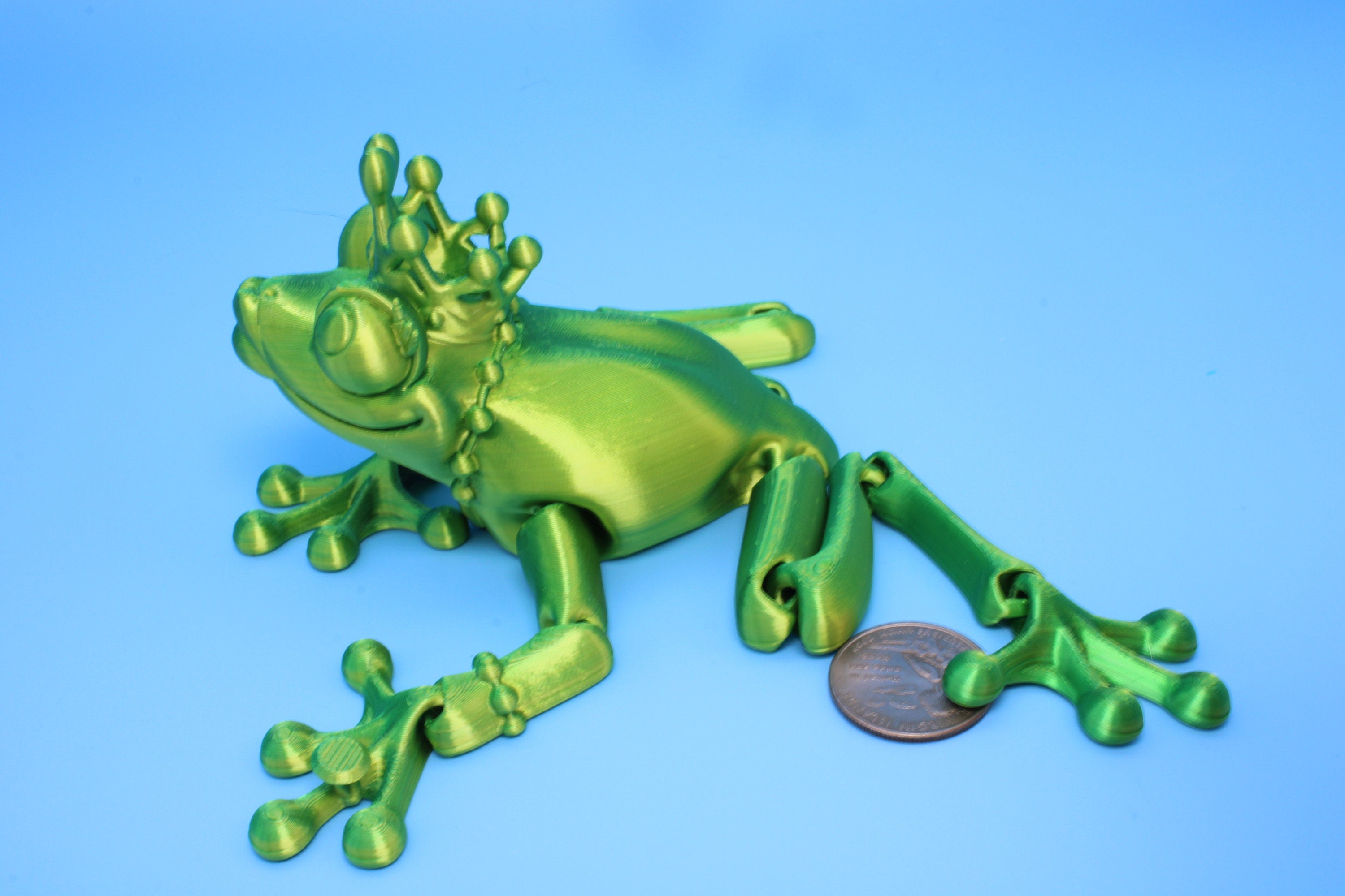 Green Princess Frog | Cute Flexi Toy | Articulating Frog | 3D printed Unique Fidget | Desk Buddy