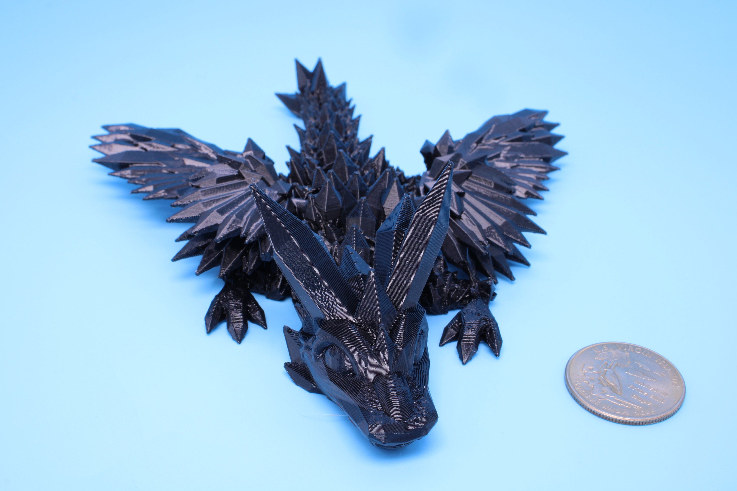 Baby Crystal Wing Dragon | Black| Flexible (TPU) | 3D Printed