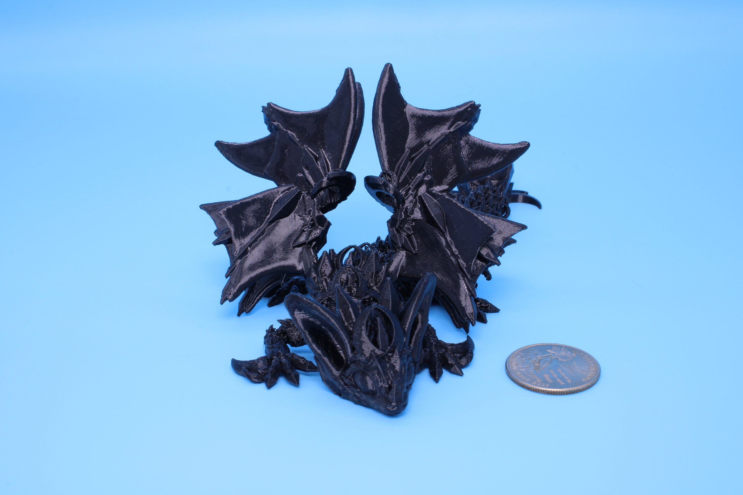 Miniature Flexible Bat Dragon | Black Bat Wing | Articulating Dragon | 3D Printed Fidget | Flexi Toy | Fidget Toy | Sensory Desk Toy