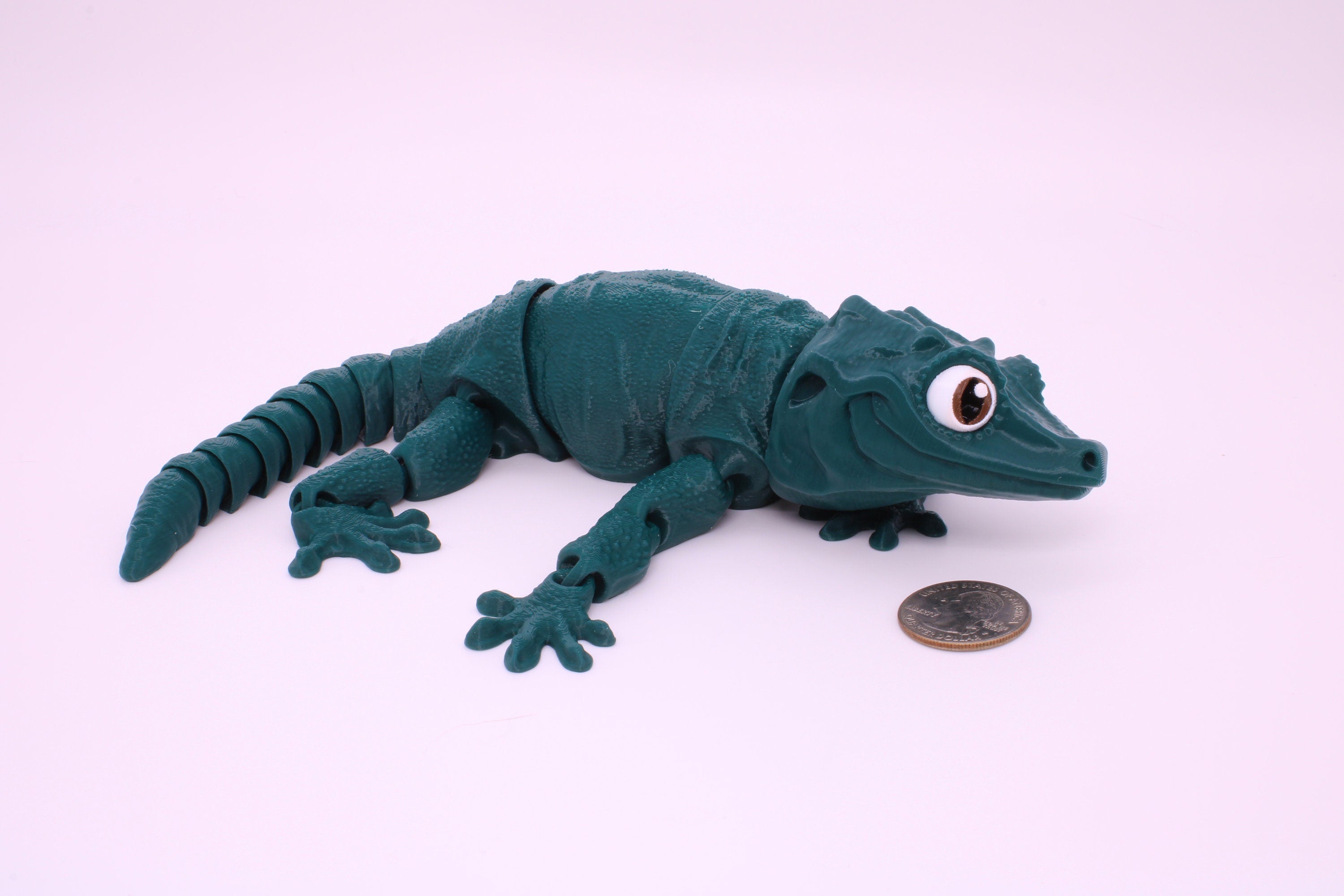 Gargoyle Gecko - Green with colored eyes | Flexi Toy | Articulating Fidget Toy | Made to Order