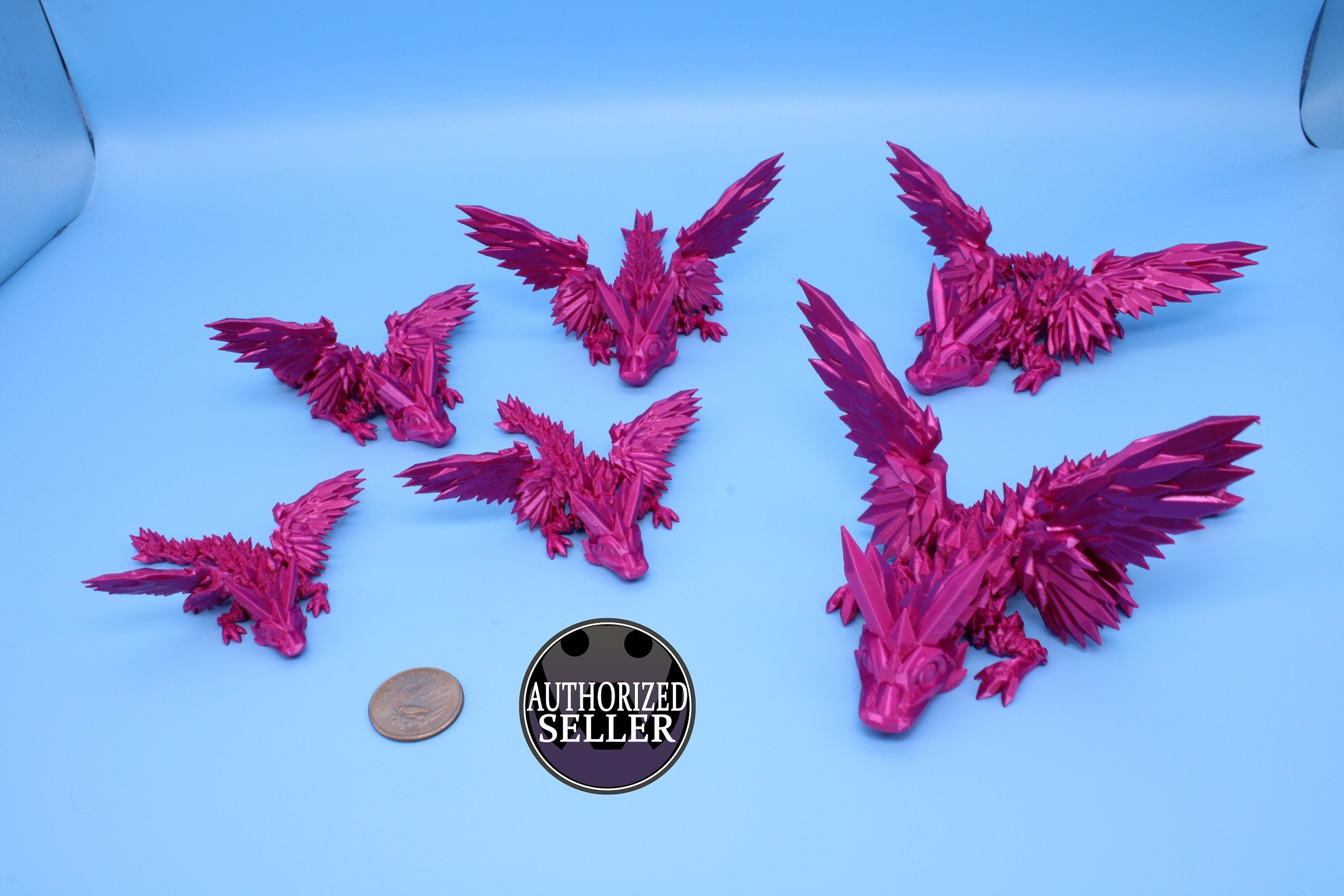 Baby Crystal Wing Dragon- Pink | Miniature | 3D printed | Dragon Fidget | Flexi Toy | Pet Dragon.